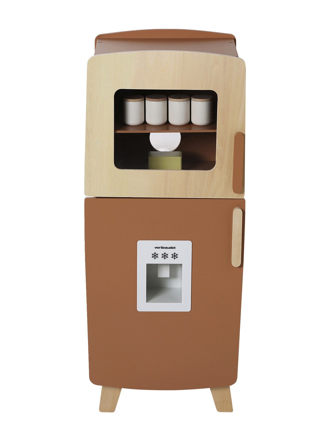 vertbaudet Spielküche Kühlschrank mit Zubehoer Holz, Holz FSC®