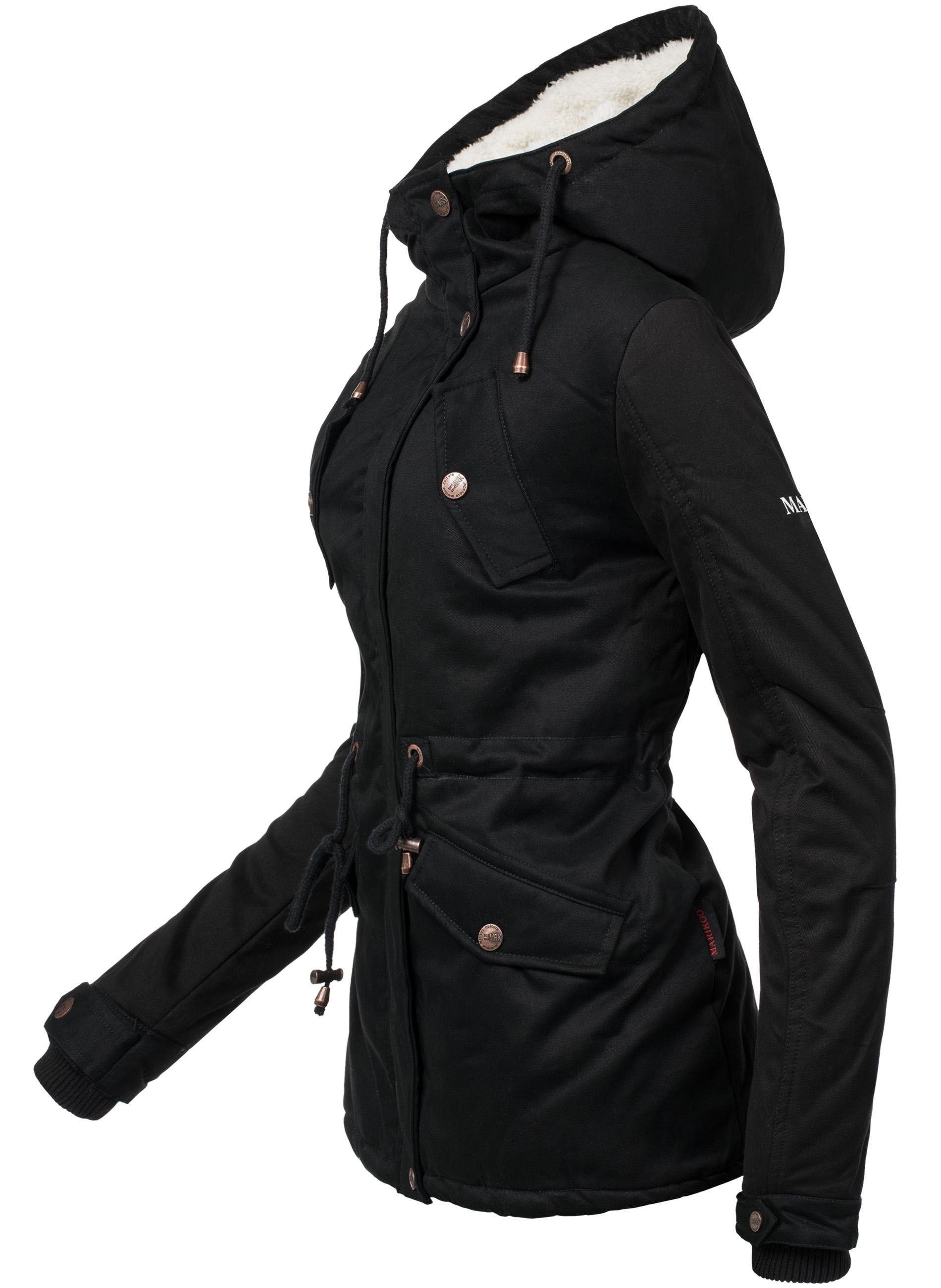 Marikoo Winterjacke Manolya stylischer Kurzmantel mit weichem Teddyfell-Fut günstig online kaufen