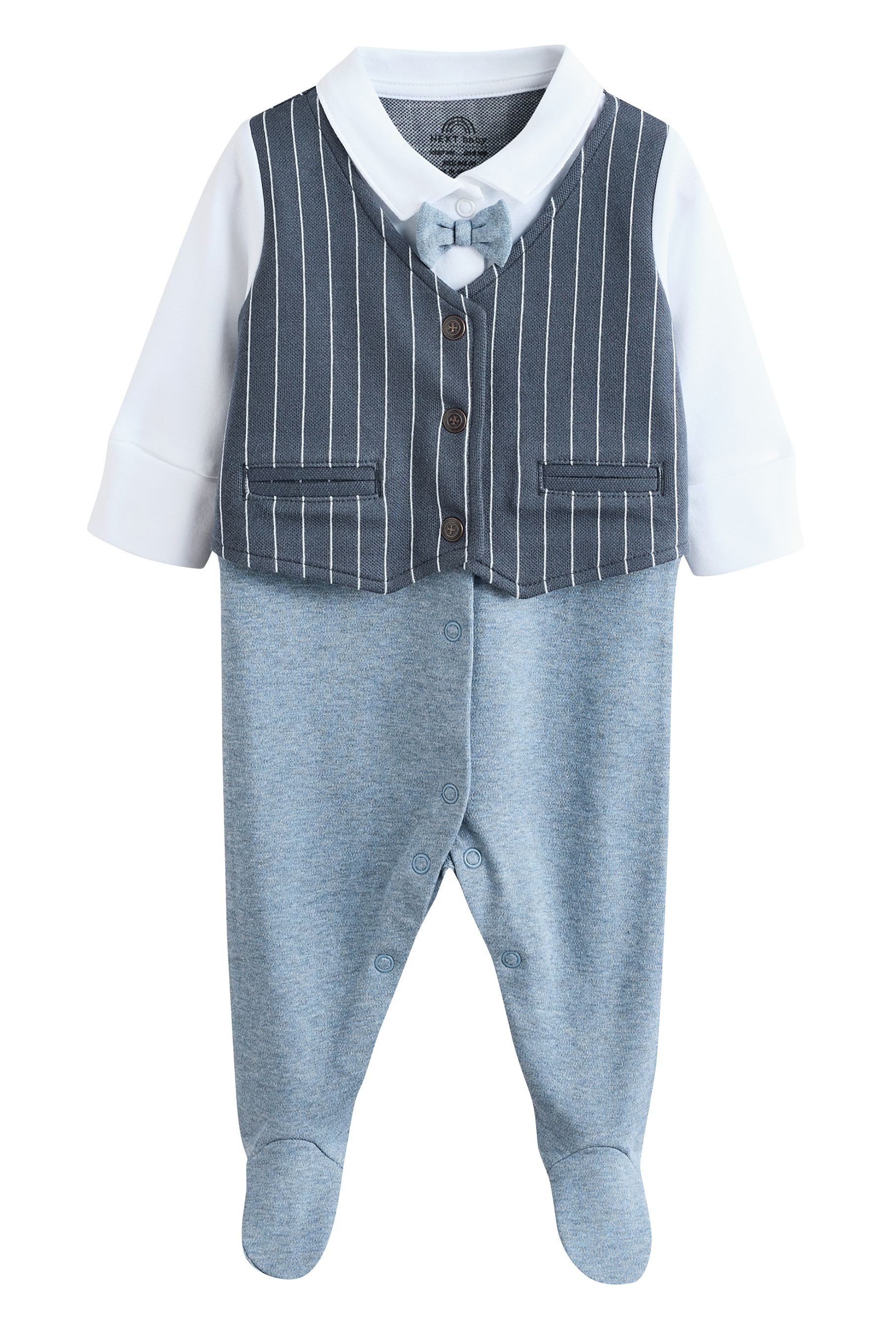 Schlafoverall Babyschlafanzug 100 % Baumwolle mit Fliegendetail