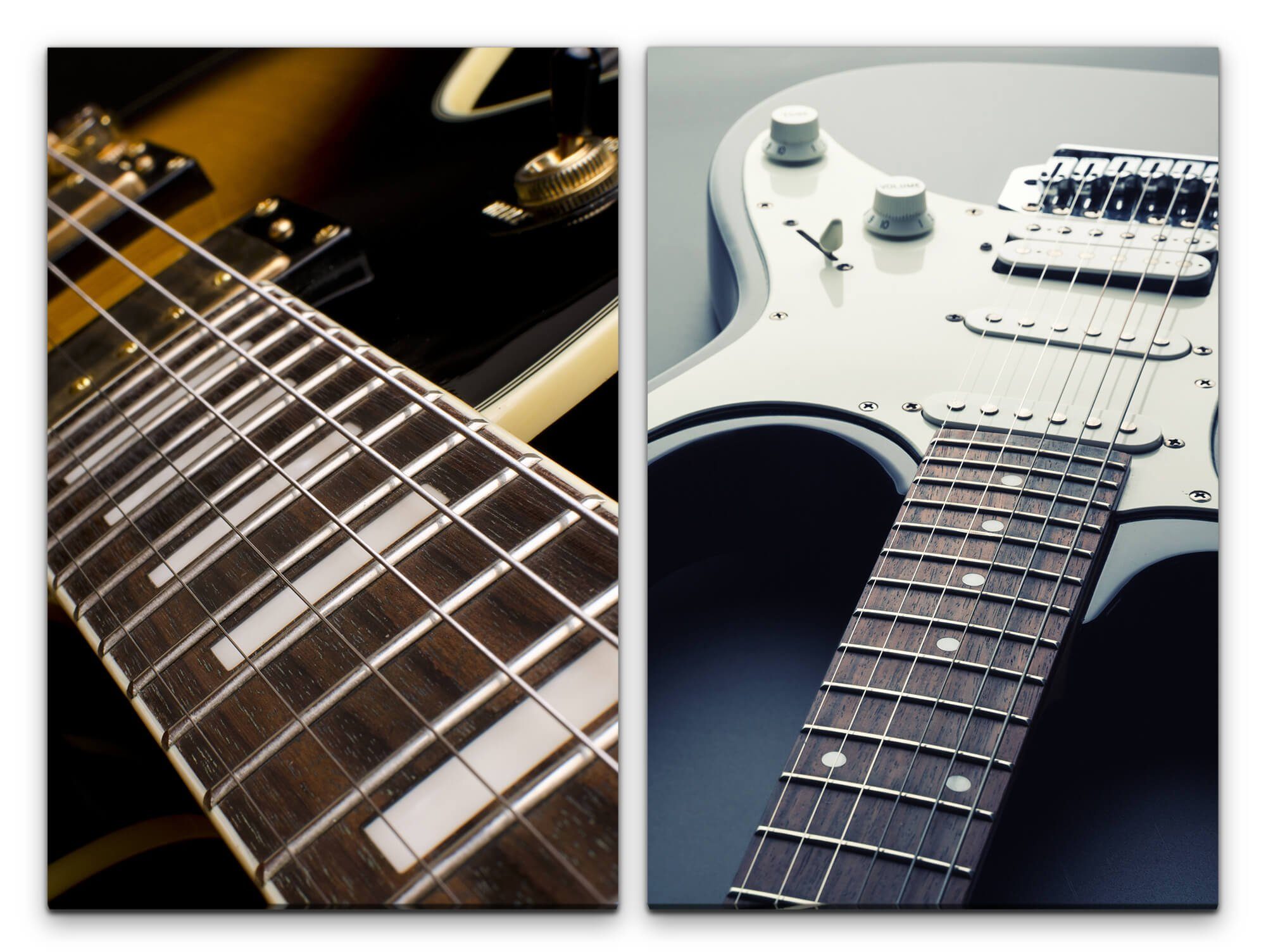 Sinus Art Leinwandbild 2 Bilder je 60x90cm Live Musik Gitarre E-Gitarre  Gitarrensaiten Rock and Roll Bassgitarre Akustik
