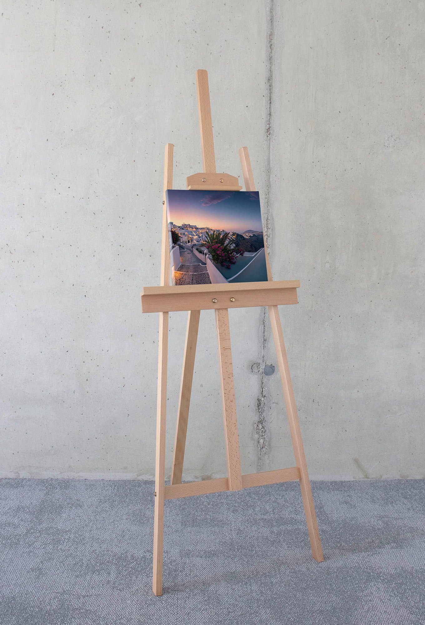 Komar Leinwandbild Fira to Oia - Größe 30 x 30 cm, Baum, Berge, Blumen, Blätter, Foto, Jahreszeiten, Landschaft, Meer, Natur, Palmen, Strand (Packung, 1 St), Keilrahmenbild mi Echtholzrahmen