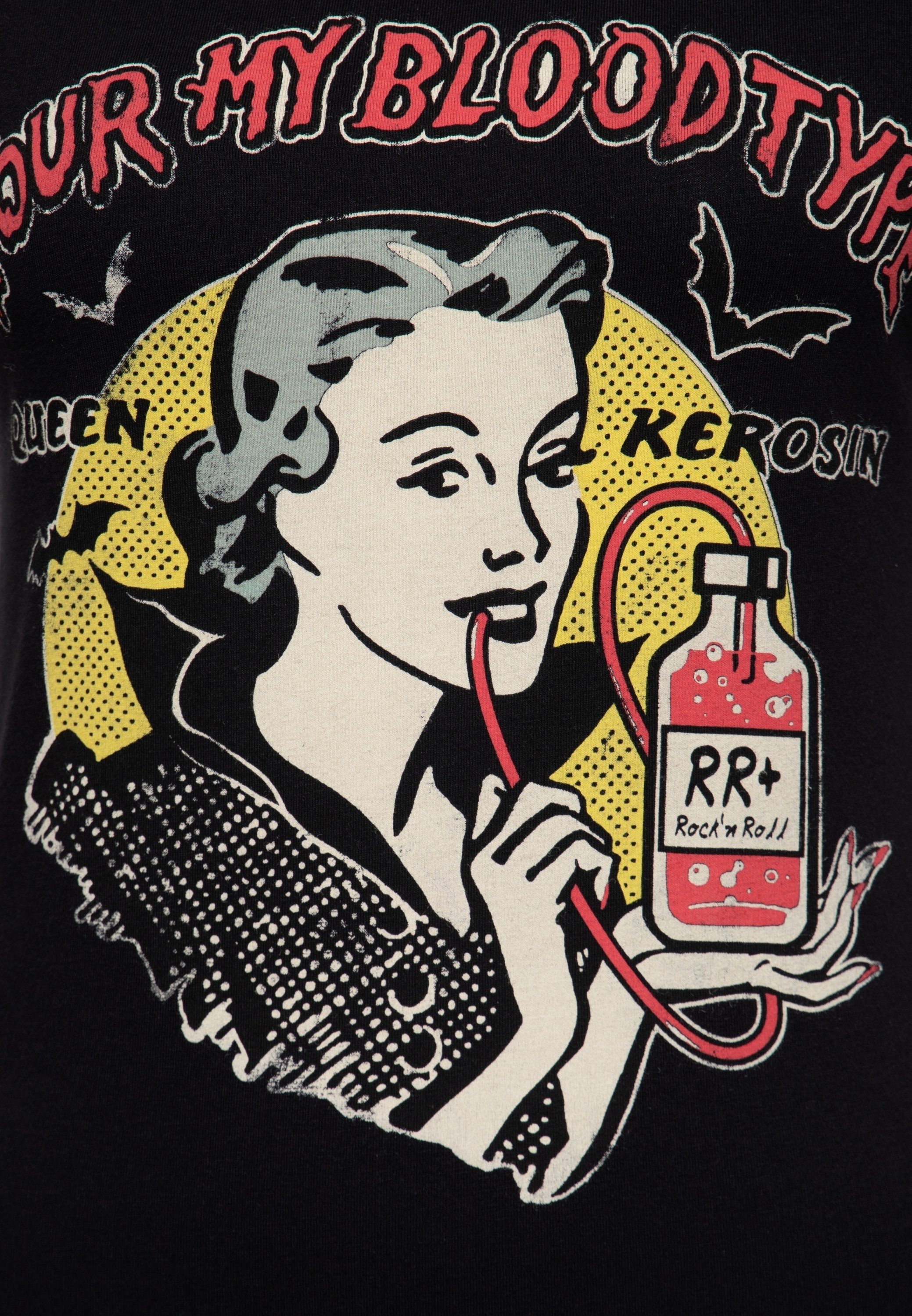QueenKerosin Print-Shirt You're my blood type (1-tlg) mit Vampir-Artwork
