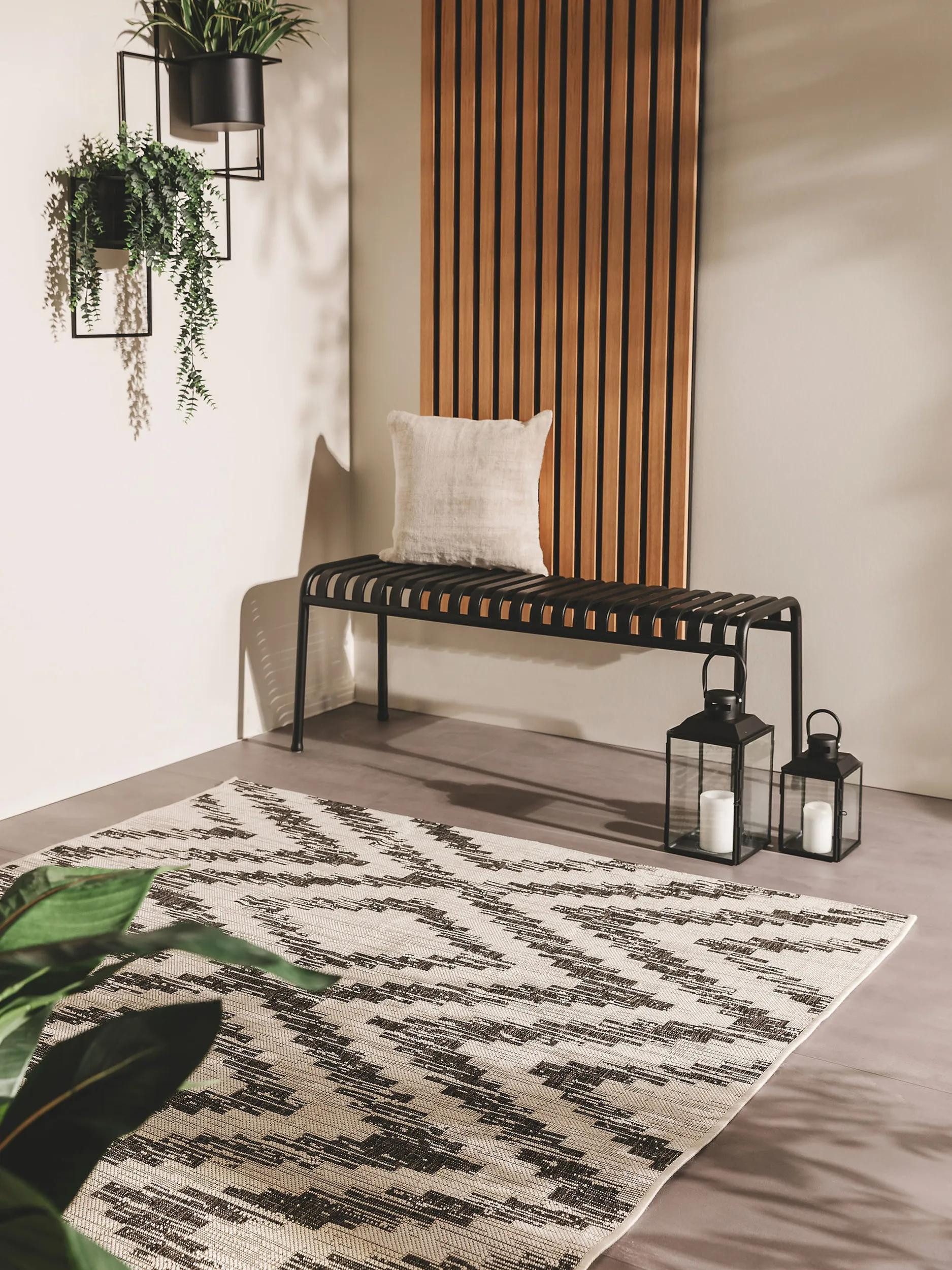 benuta Outdoorteppich Cleo, rechteckig, Höhe: 5 mm, Teppich Wohnzimmer, Schlafzimmer, Esszimmer, Flur, Kunstfaser, Cozy
