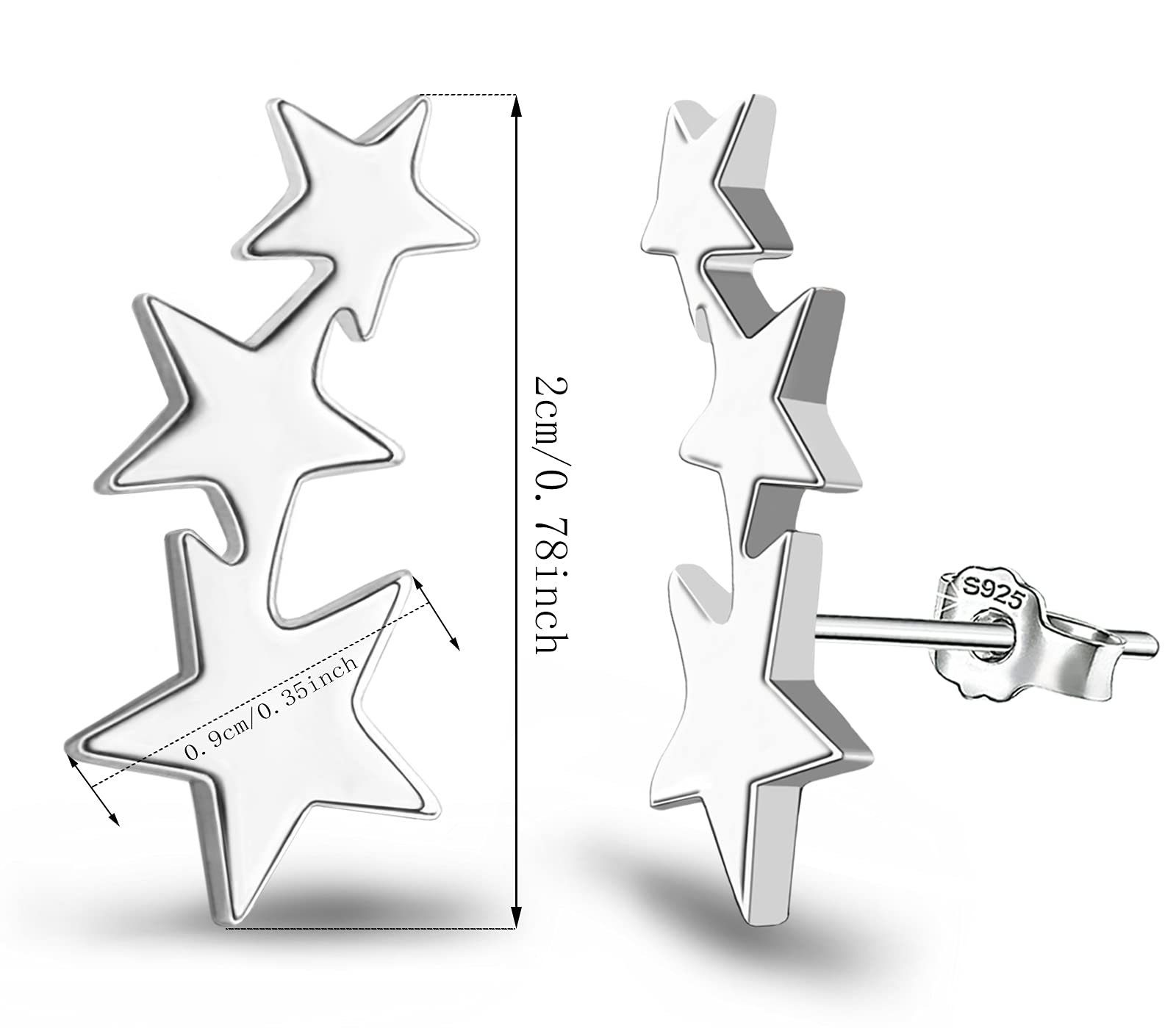 POCHUMIDUU Paar aus Mode Sterlingsilber Stern Personalisierte 925er für Silber Ohrringe, Frauen Ohrstecker Silberschmuck