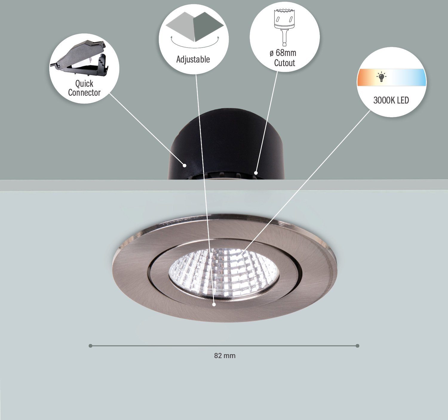 Paco Home Einbauleuchte Flach LED LED Einbaustrahler Strahler Spotlight dimmbar Rita, Schwenkbar Warmweiß, wechselbar, LED