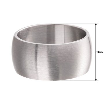 meditoys Fingerring Ring aus Edelstahl für Damen und Herren · Bandring 10 mm breit · Silber matt/Gebürstet