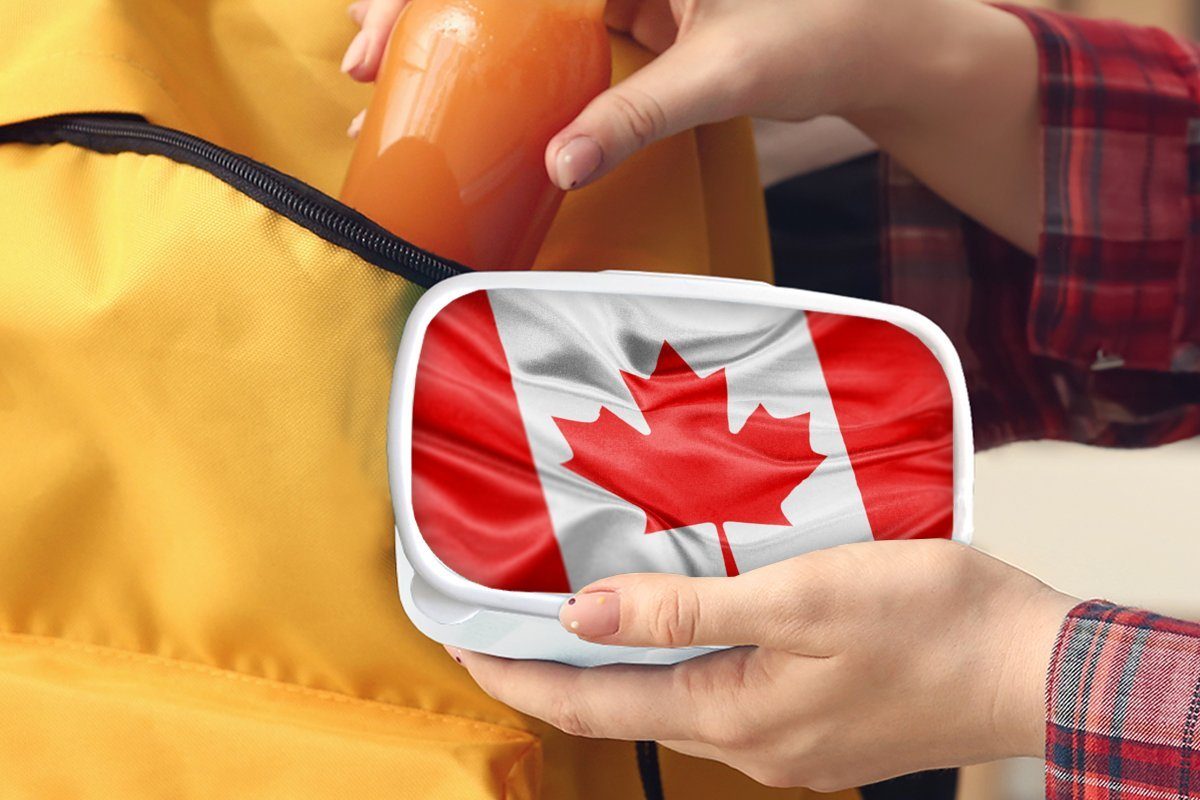 Brotbox Brotdose, und Nahaufnahme für Kanada, MuchoWow Erwachsene, für Kinder Kunststoff, Flagge weiß Jungs und Mädchen der von Lunchbox (2-tlg),