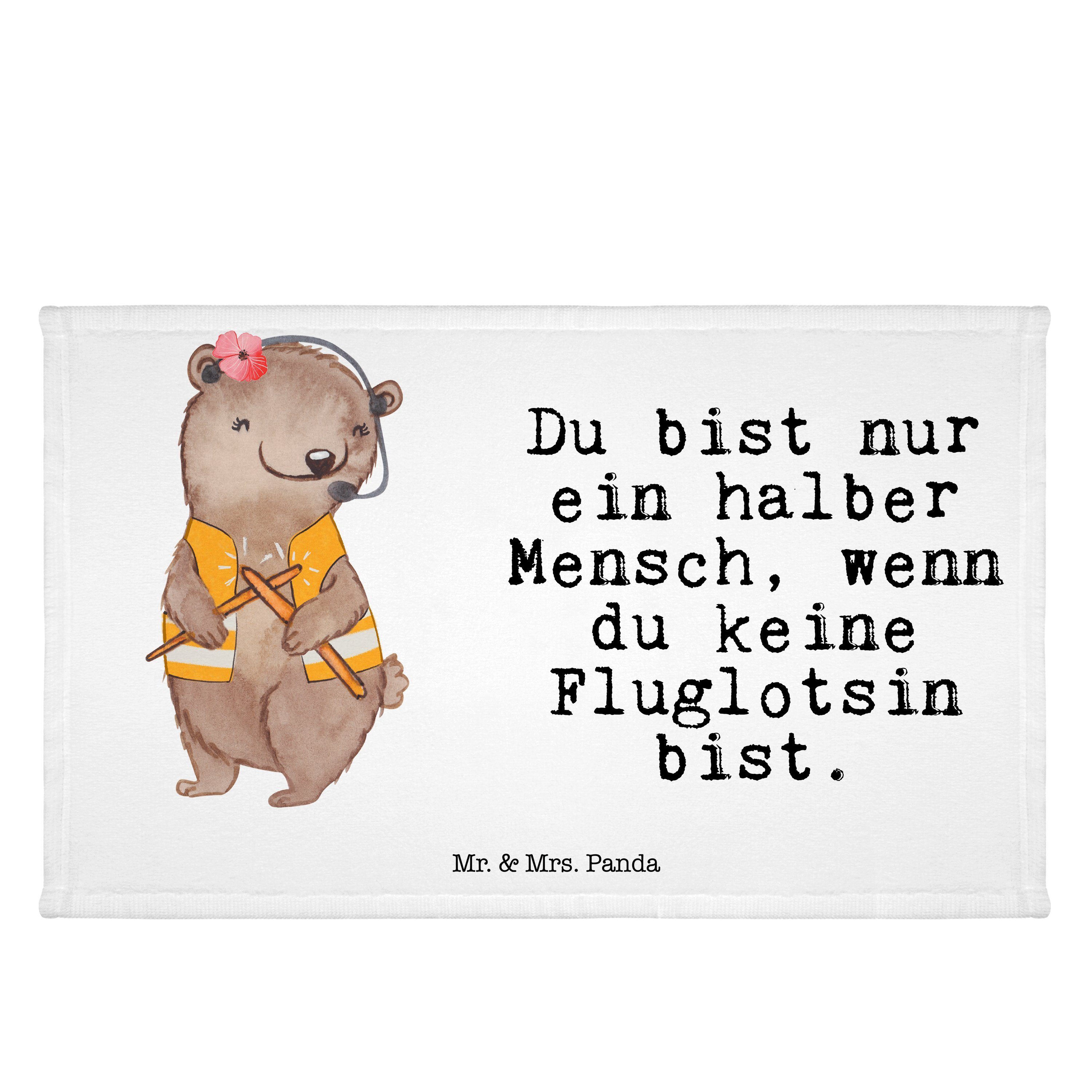 Mr. & Mrs. Panda Handtuch Fluglotsin mit Herz - Weiß - Geschenk, Sport Handtuch, Abschied, Gäst, (1-St)