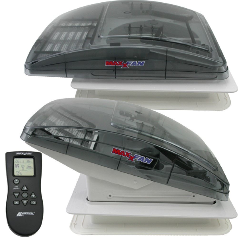 Maxxair Dachfenster MAXXFAN Deluxe getönte Klarglas Dachluke Dachfenster mit Ventilator
