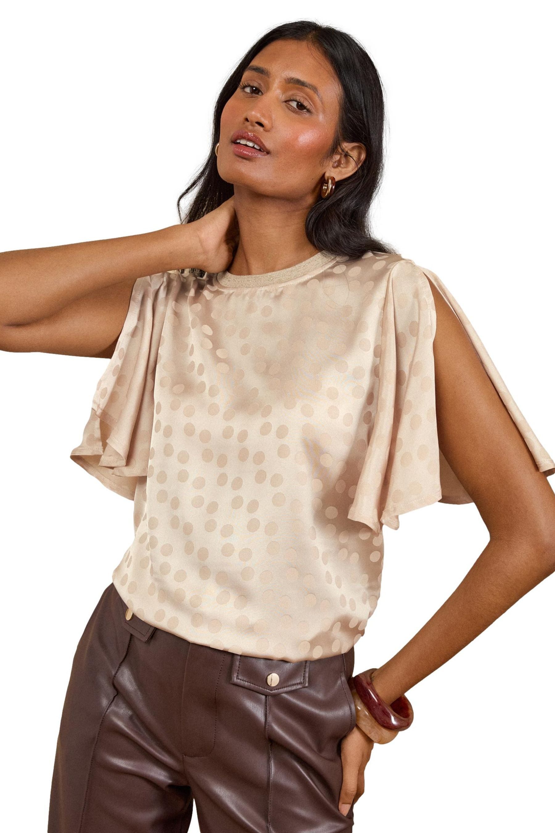 Love & Roses T-Shirt Love & Roses Satin-Oberteil aus getupftem Jacquard (1-tlg)