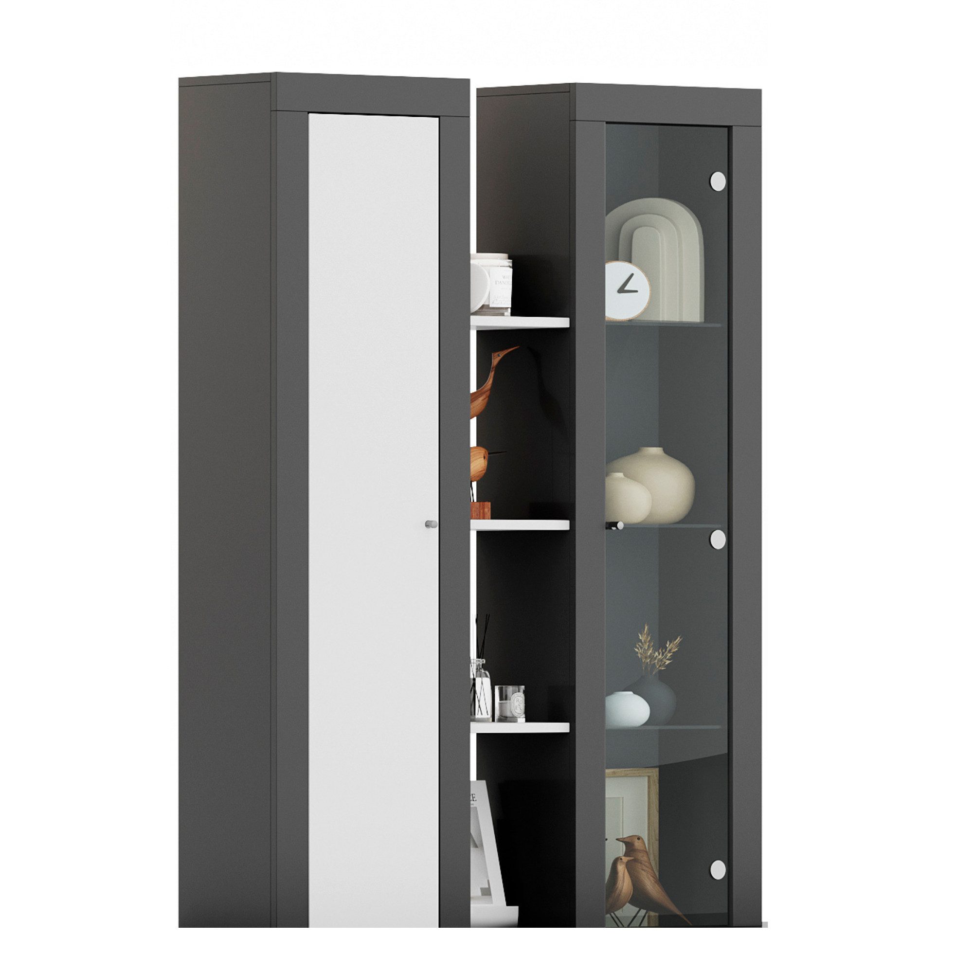 xonox.home Stauraumvitrine Aufsatzvitrinen in weiß/ athrazit grau B/H/T: 10 günstig online kaufen