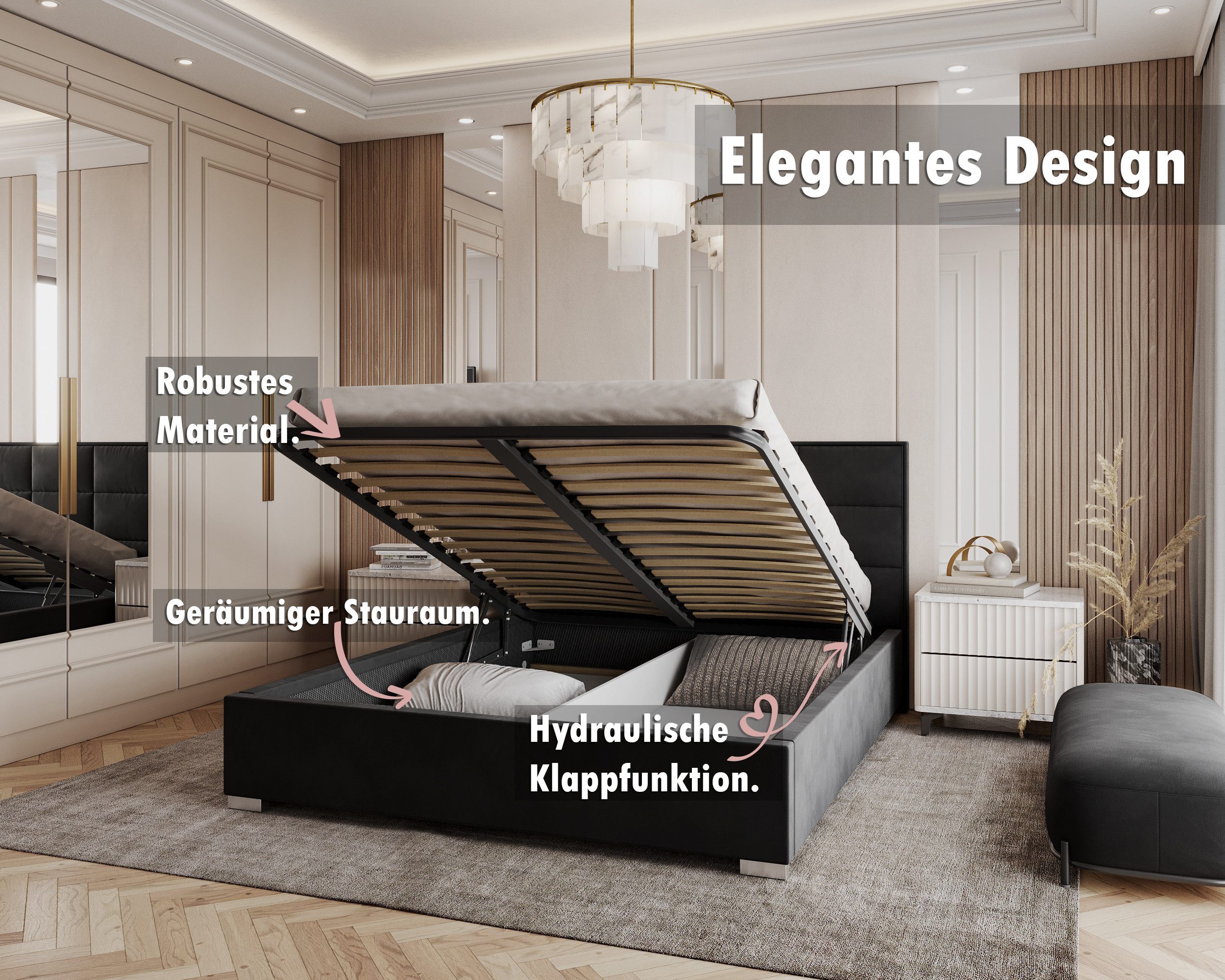 thematys Polsterbett Stauraumbett Velours 120x200, 140x200, 160x200, 180x20 günstig online kaufen