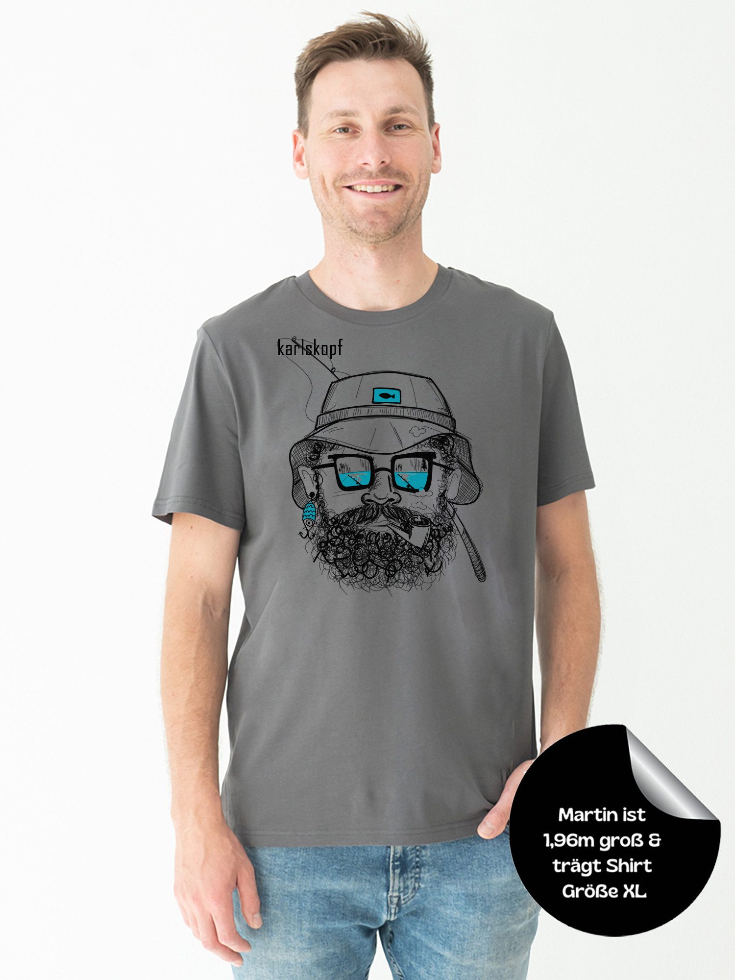 karlskopf Print-Shirt Rundhalsshirt Basic ANGLER günstig online kaufen