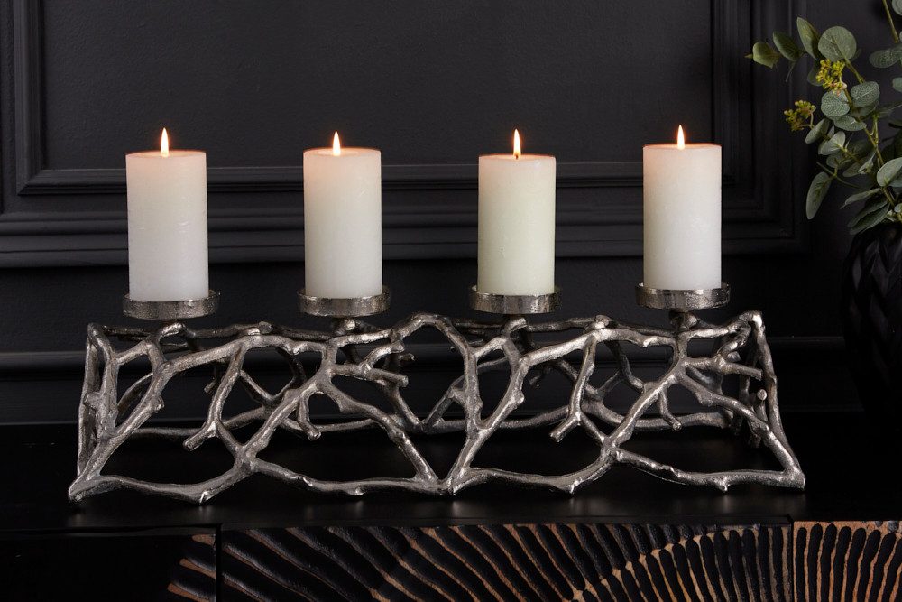riess-ambiente Kerzenhalter ABSTRACT 60cm silber (Einzelartikel, 1 St), Wohnzimmer · Metall · Dekoration · Modern Design