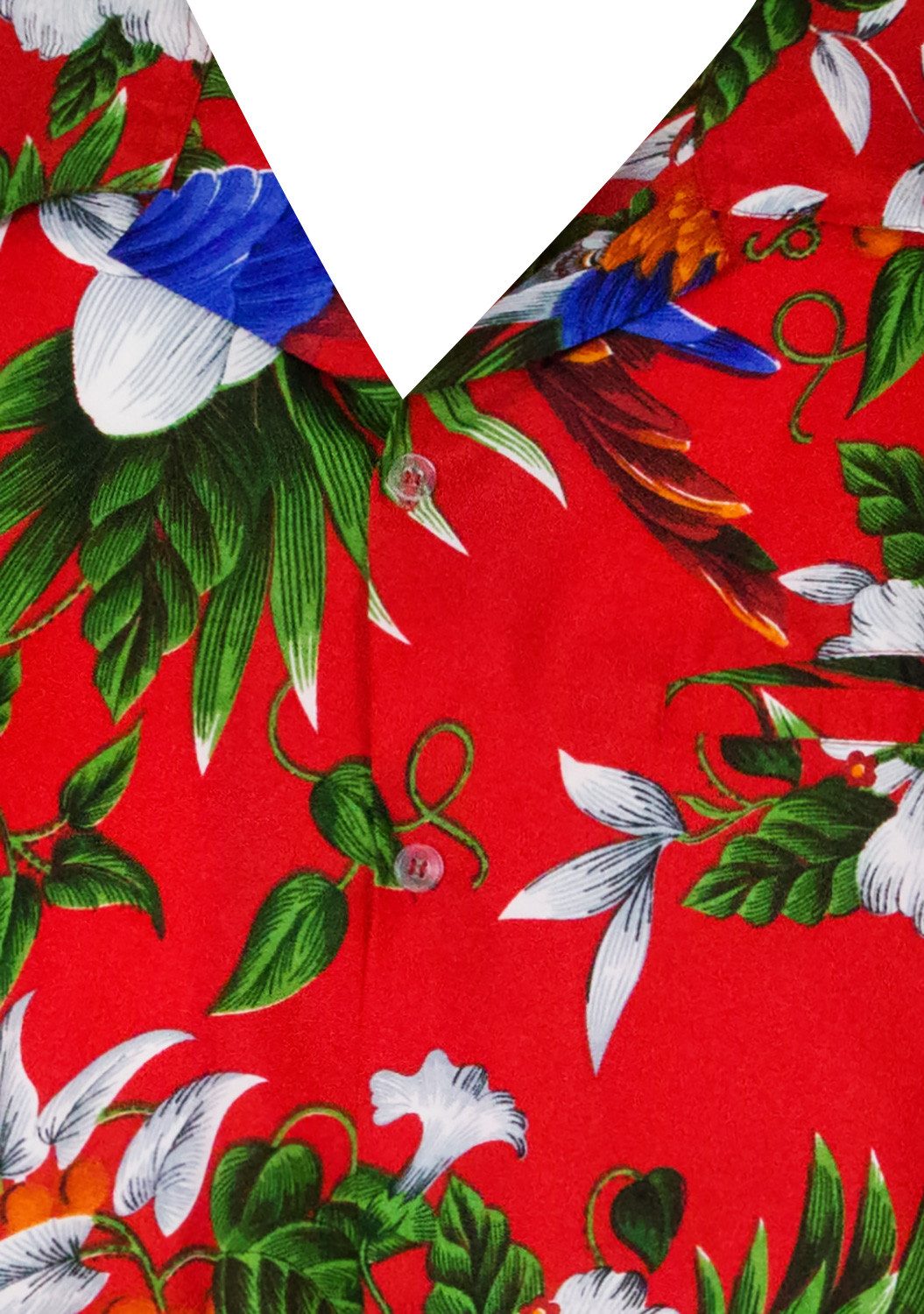 King Kameha Hawaiihemd "Cherry Parrot" Funky Hawaiihemd Herren Kurzarm Fronttasche Sommerhemd – Bild 5 von 5