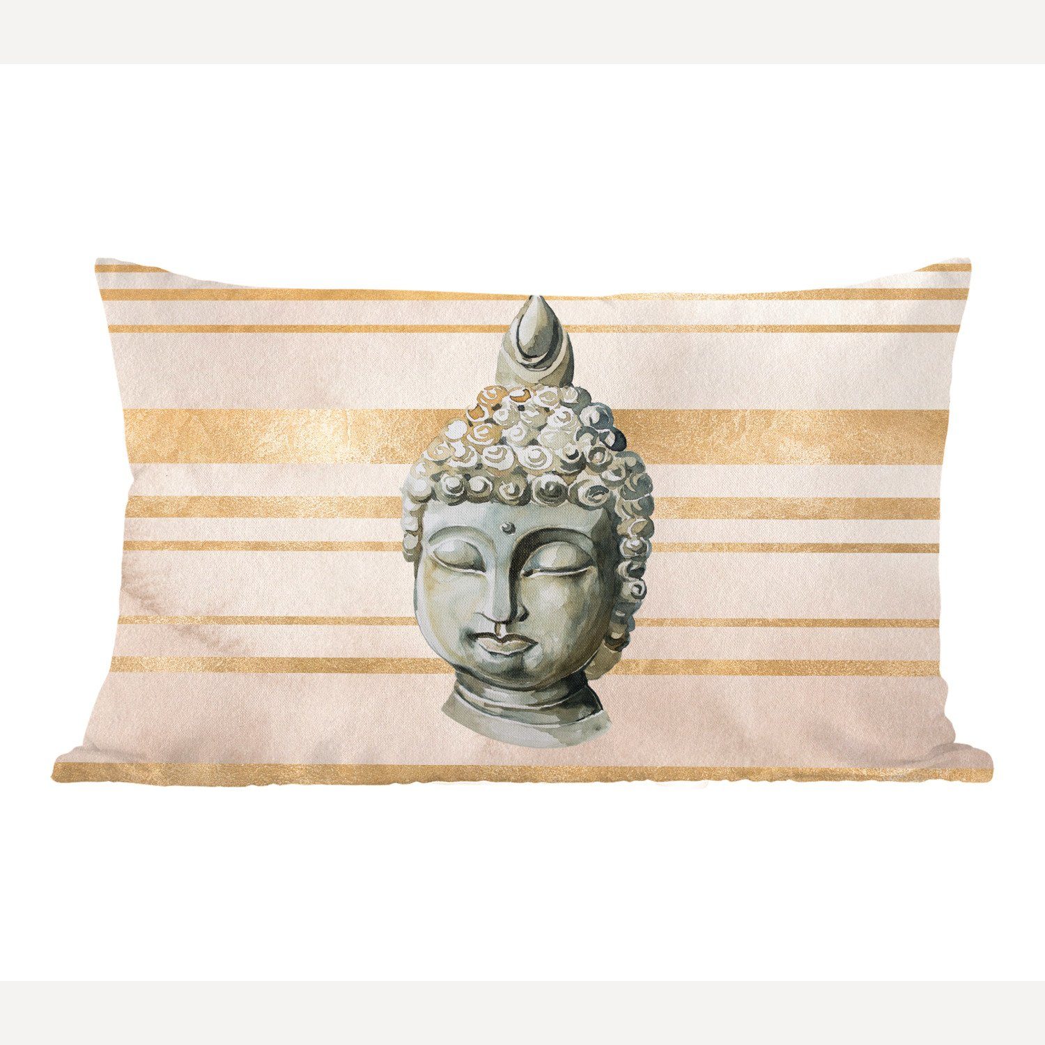 MuchoWow Dekokissen Buddha - Kopf - Weiß, Wohzimmer Dekoration, Zierkissen, Dekokissen mit Füllung, Schlafzimmer