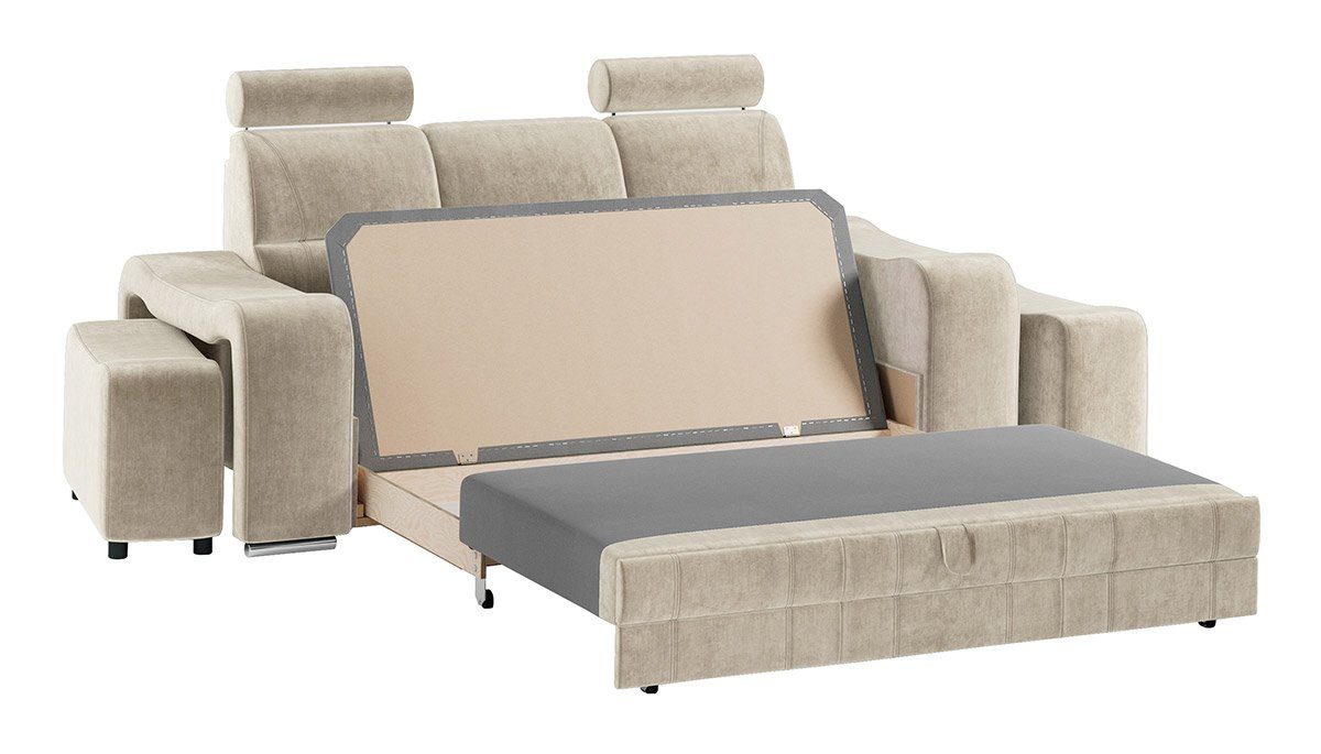 mit Sofa WESA, Bettkasten MÖBEL Beige Monolith und MKS Sofa Schlaffunktion