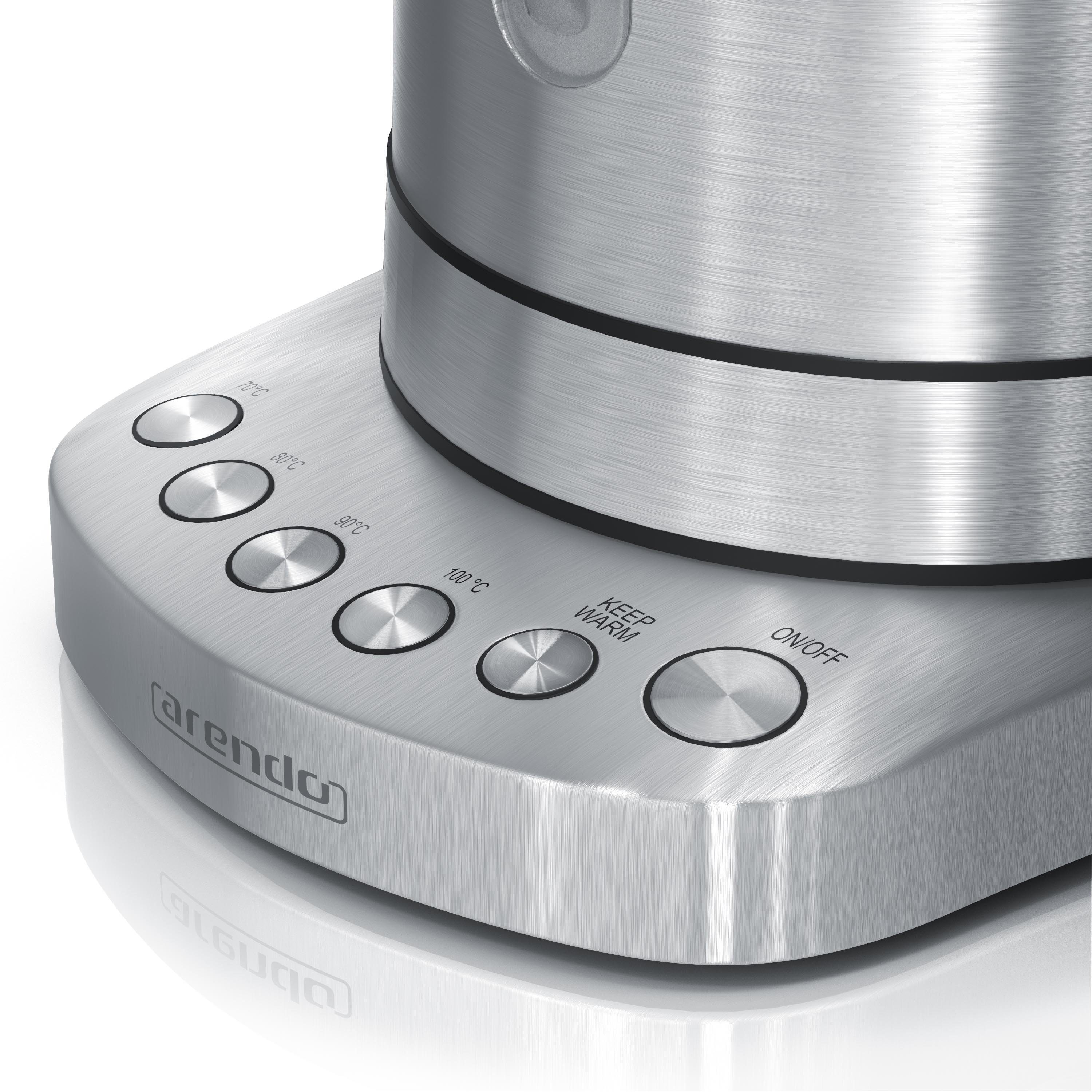 Arendo Wasserkocher aus Edelstahl, mit Temperatureinstellung, Warmhaltefunktion 30min, 1,7 l, 3000 W, einstellbare Temperatur 70° C - 100° C, Schnellkoch, Kalkfilter