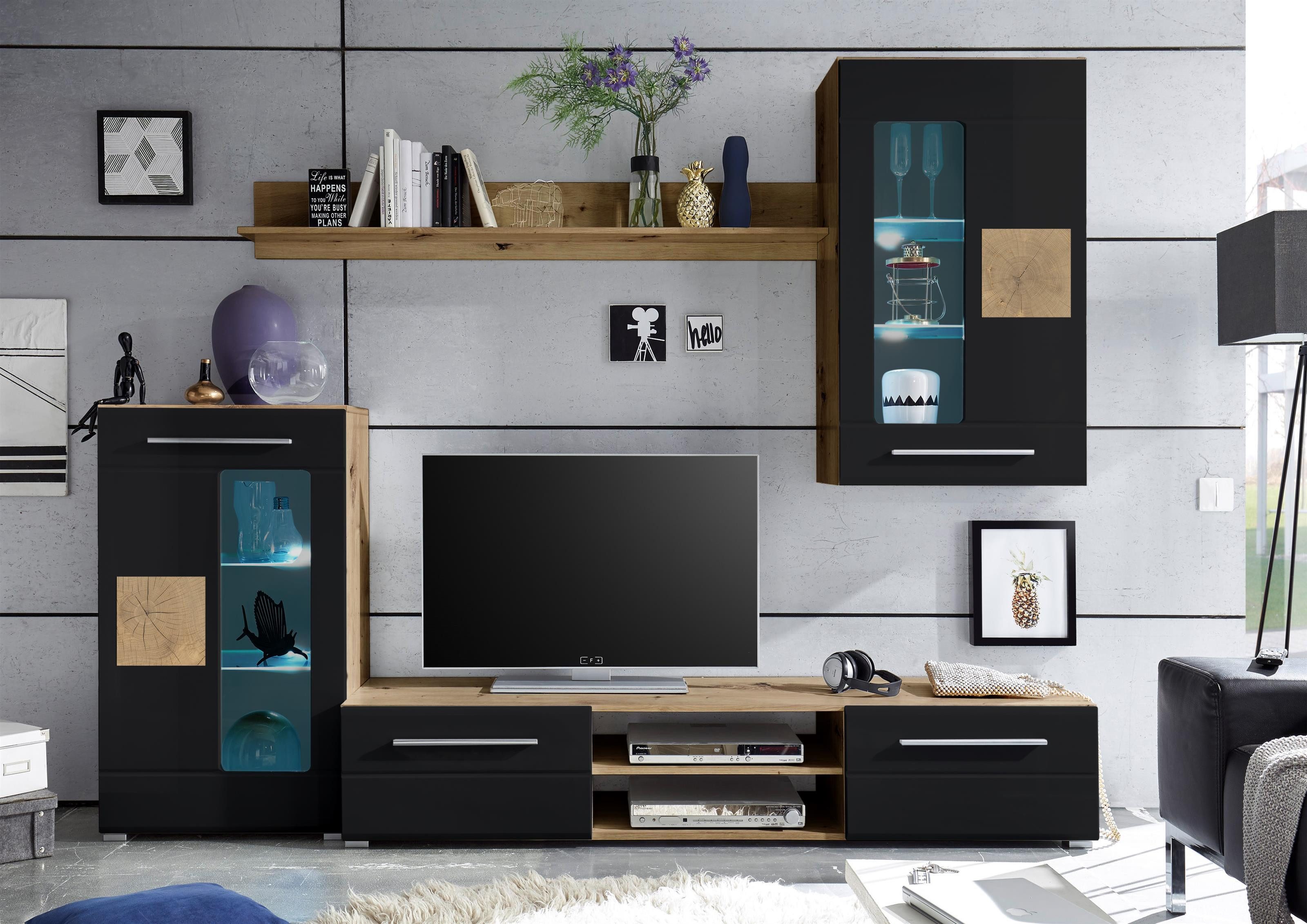 HBZ Wohnwand 240 x 190 x 43 cm (B/H/T), (4-St)