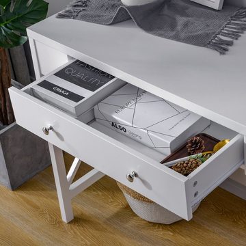 SOFTWEARY Schreibtisch Bürotisch mit Schubladen, Computertisch PC Tisch, Arbeitstisch, Schminktisch, 100x48x78 cm