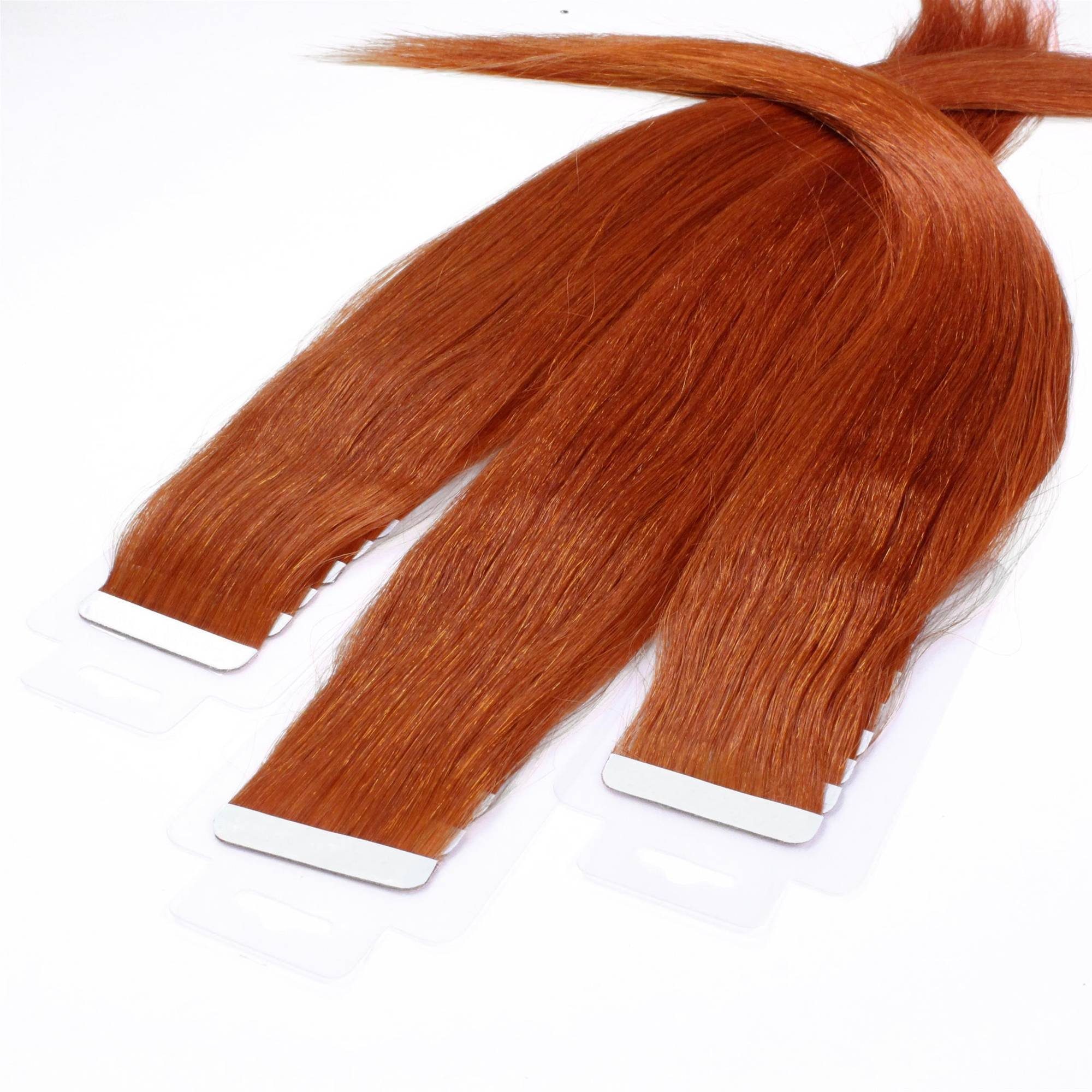 Hellblond Rot-Gold Tape glatt Echthaar-Extension #8/43 hair2heart Extensions 40cm