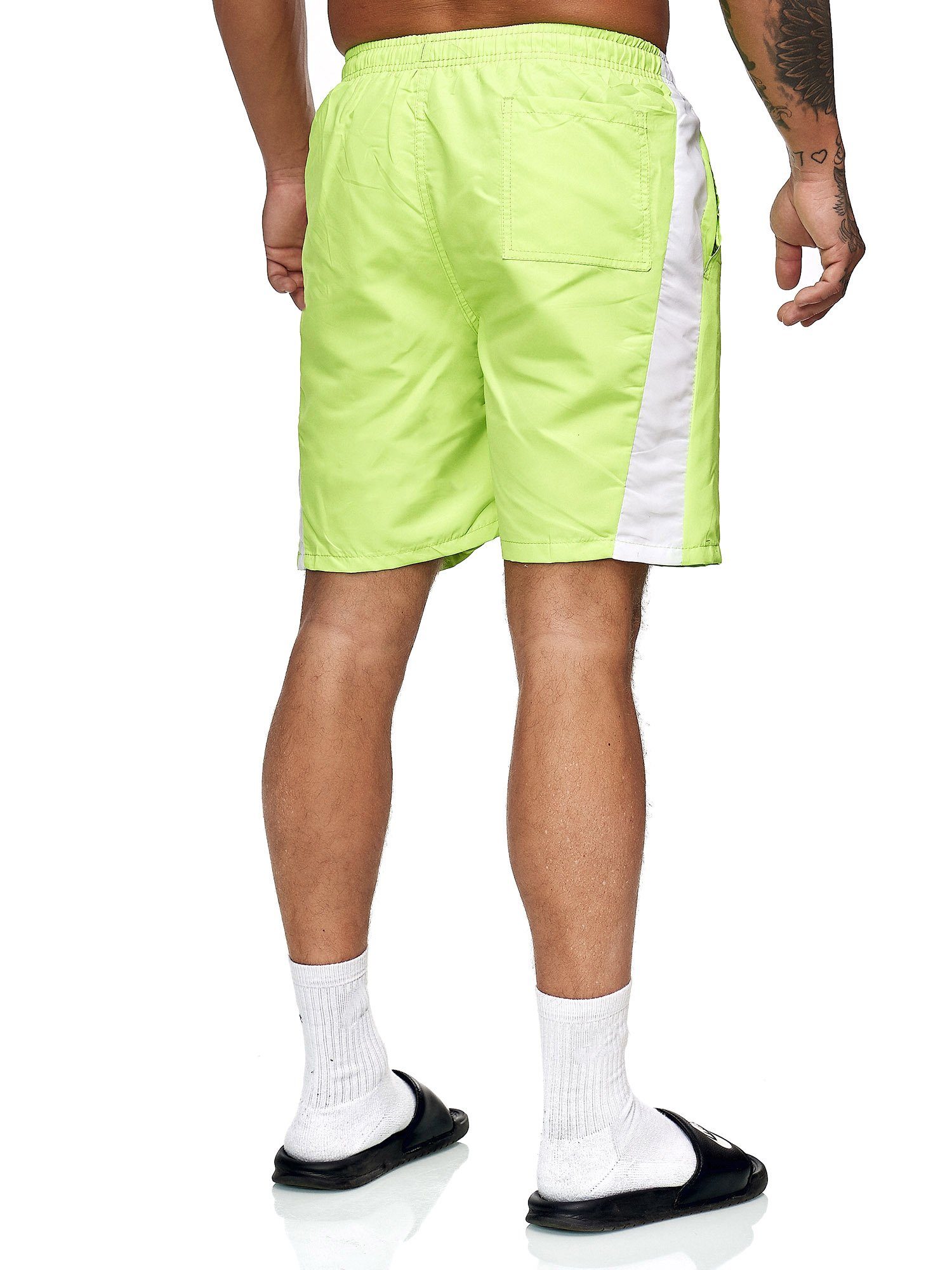 (Kurze Casual 400 im 1-tlg., OneRedox Bermudas Shorts Grün BH200 Hose Fitness modischem Weiss Sweatpants, Freizeit Design)