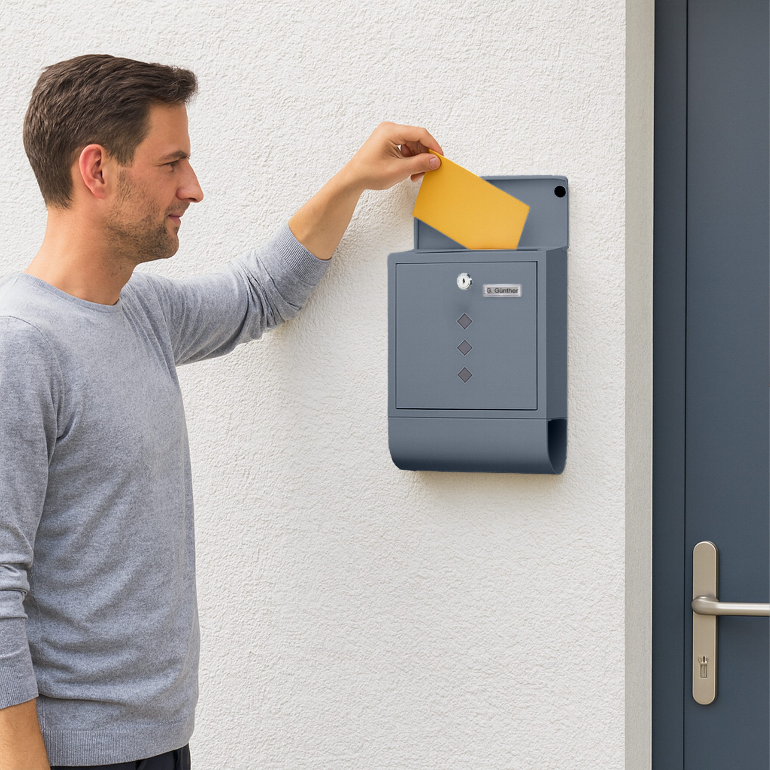 relaxdays Briefkasten mit Zeitungsfach (1-St), Anthrazit