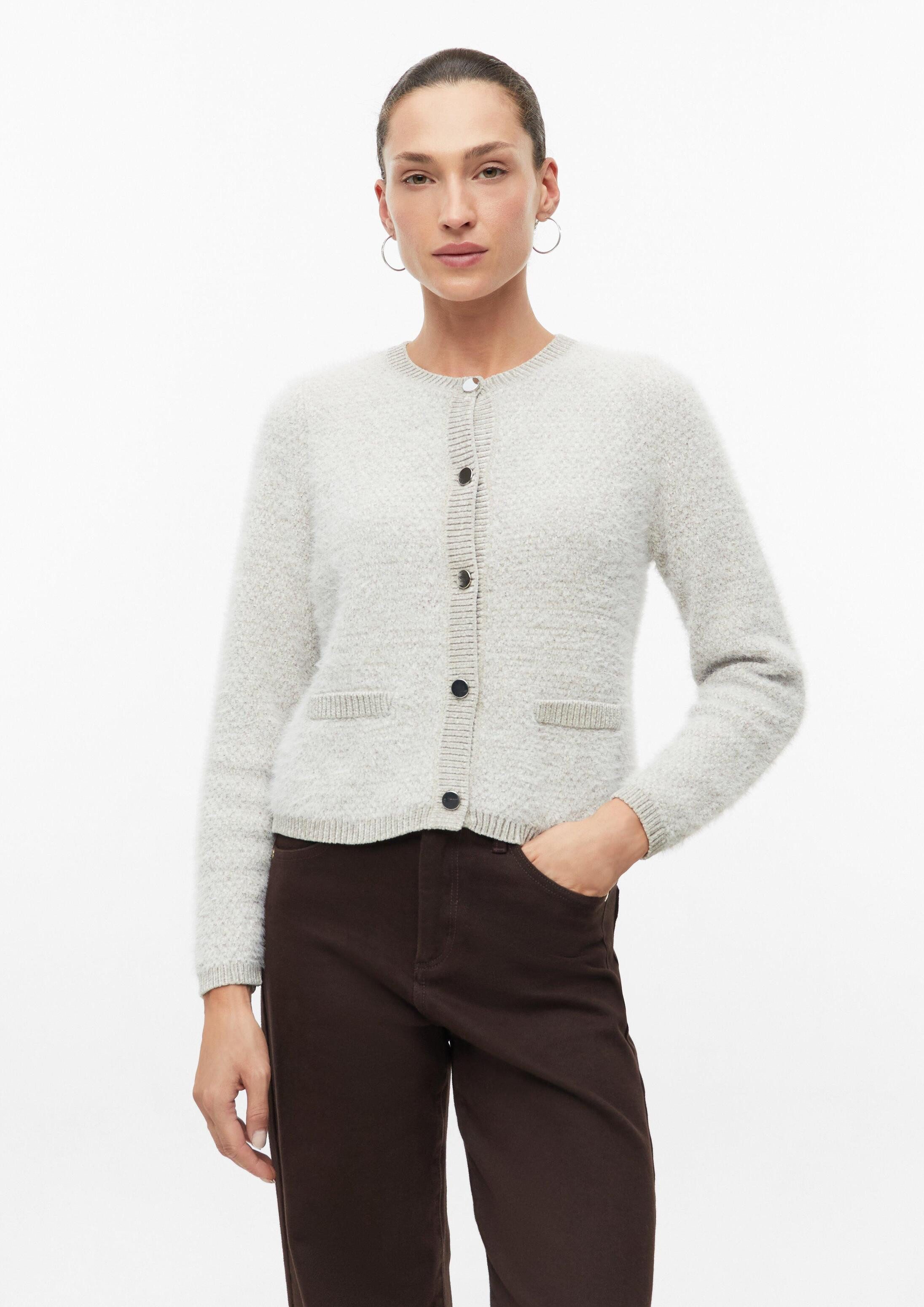 s.Oliver Cardigan Strickjacke Flauschige Strickjacke mit Schmuckknöpfen