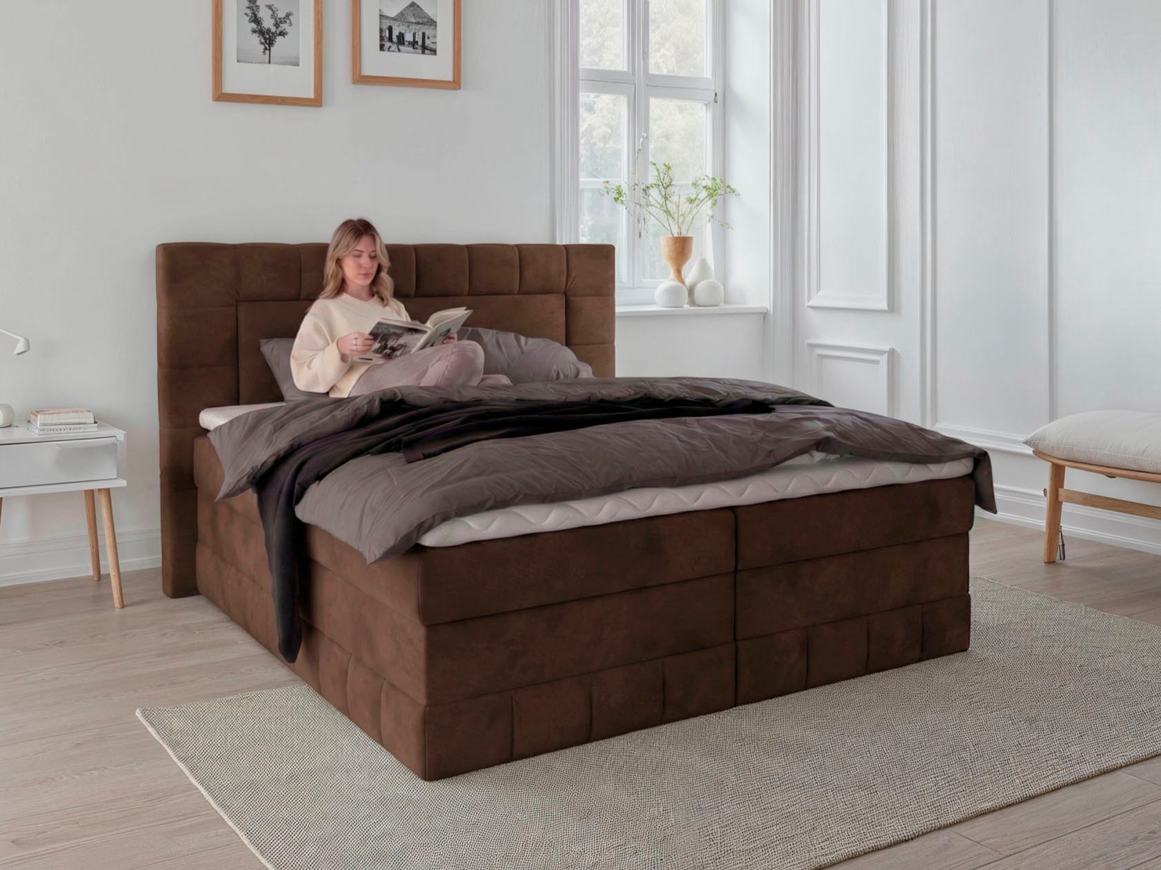 OTTO home Boxbett PHILLIPA inkl. Bettkasten, wahlweise mit LED-Leuchten, Breite: 180cm, inkl. Kaltschaum-Topper, in verschiedenen Farben erhältlich