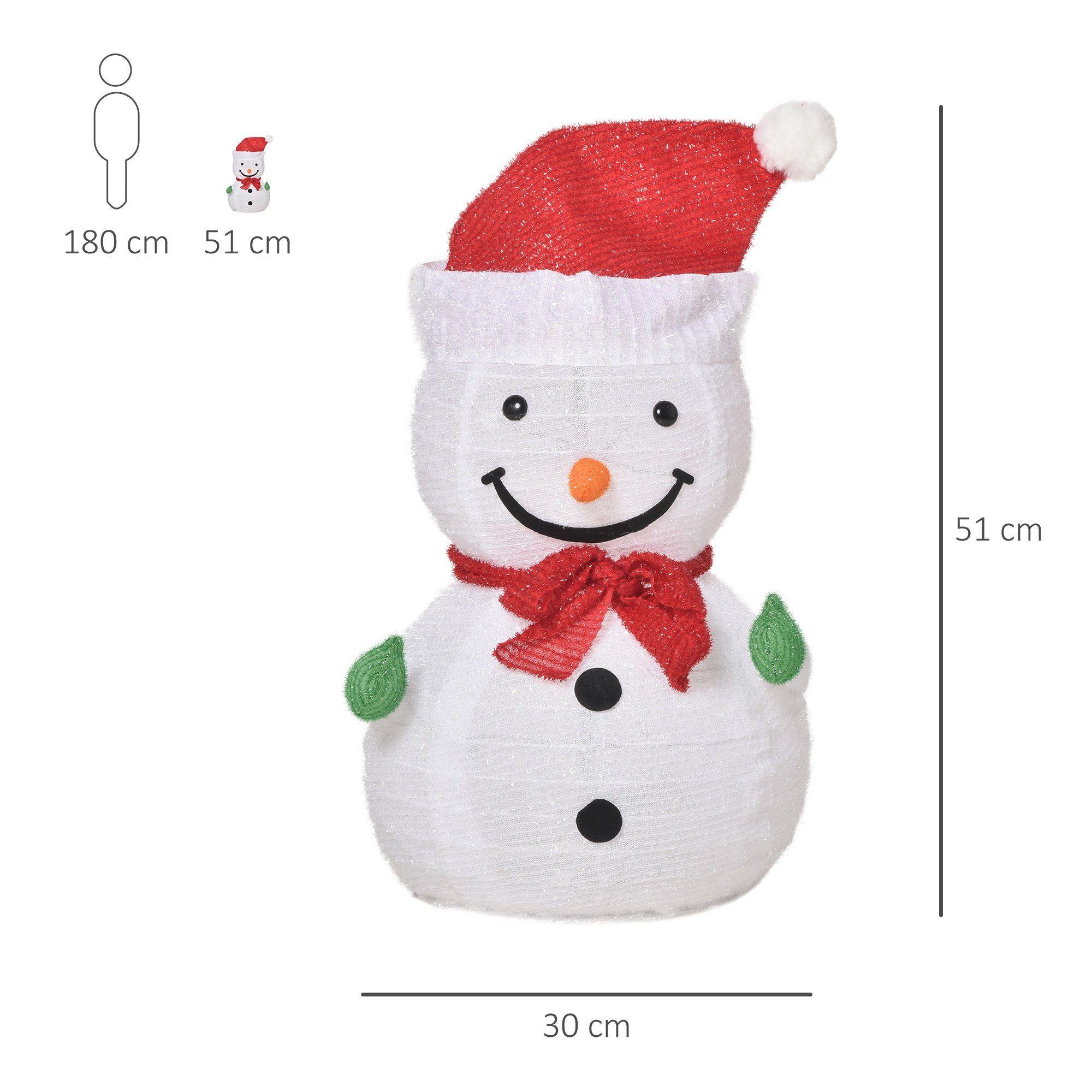 Outsunny LED-Lichterkette Weihnachts-LED-Licht, Weihnachtsdekoration mit LED-Lichter,Grün+Rot+Weiß, Ø30 x 51 cm
