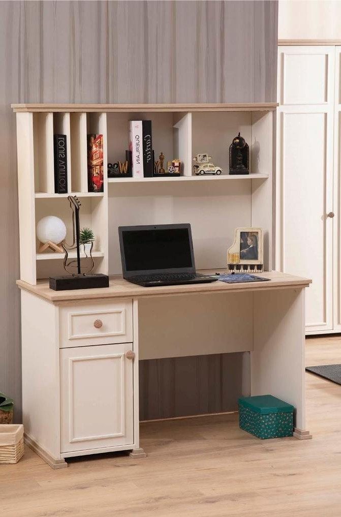 Xlmoebel Regal-Schreibtisch Schreibtisch Bücherregal Beige Regalaufsatz Stauraum Arbeitszimmer (1-tlg)