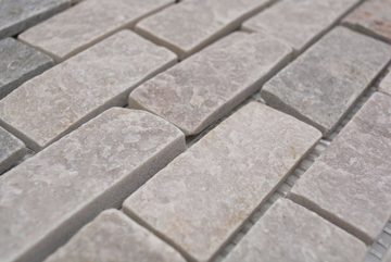 Mosani Mosaikfliesen Quarzit Naturstein Mosaik Fliese Brick beige grau Wand Boden Dusche