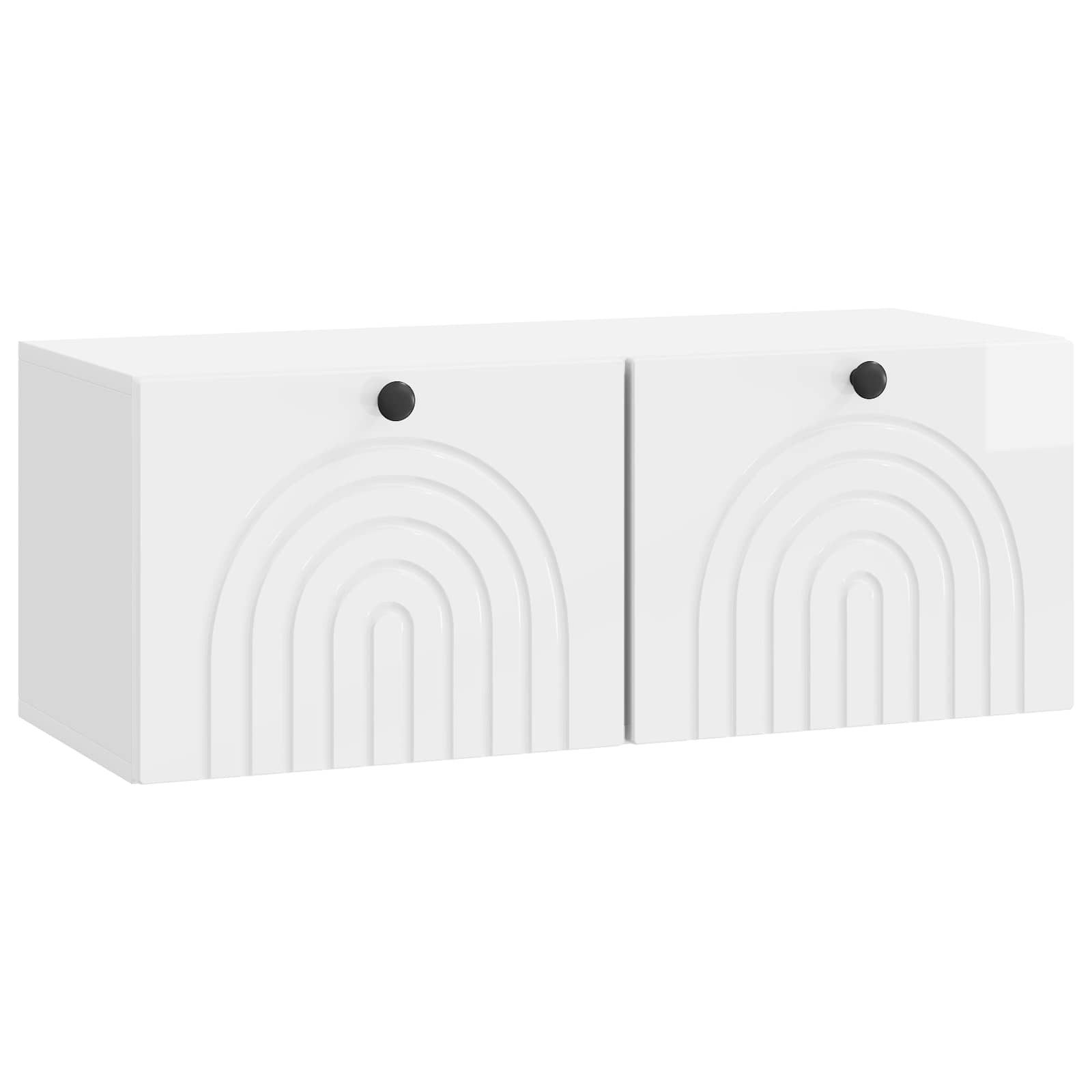 furnicato Kleiderschrank TV-Schrank 78,5 x 31 x 30 cm Hochglanz Weiß Medienboard mit 2 Schwenktüren und viel Stauraum für dein Wohnzimmer