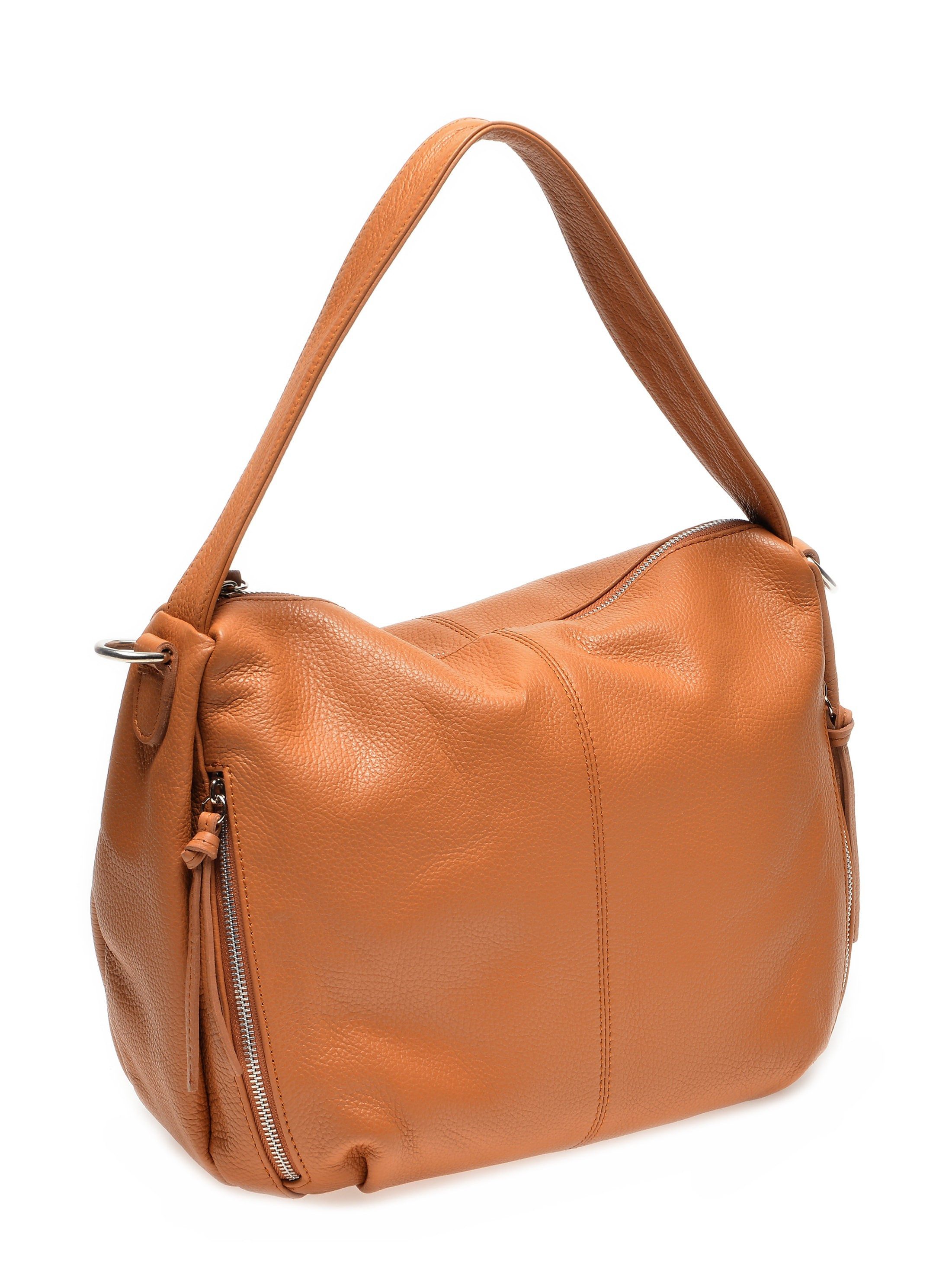 Renata Corsi Umhängetasche, Elegante Top-Griff-Tasche aus 100% Leder in Cognac mit Reißverschlüs
