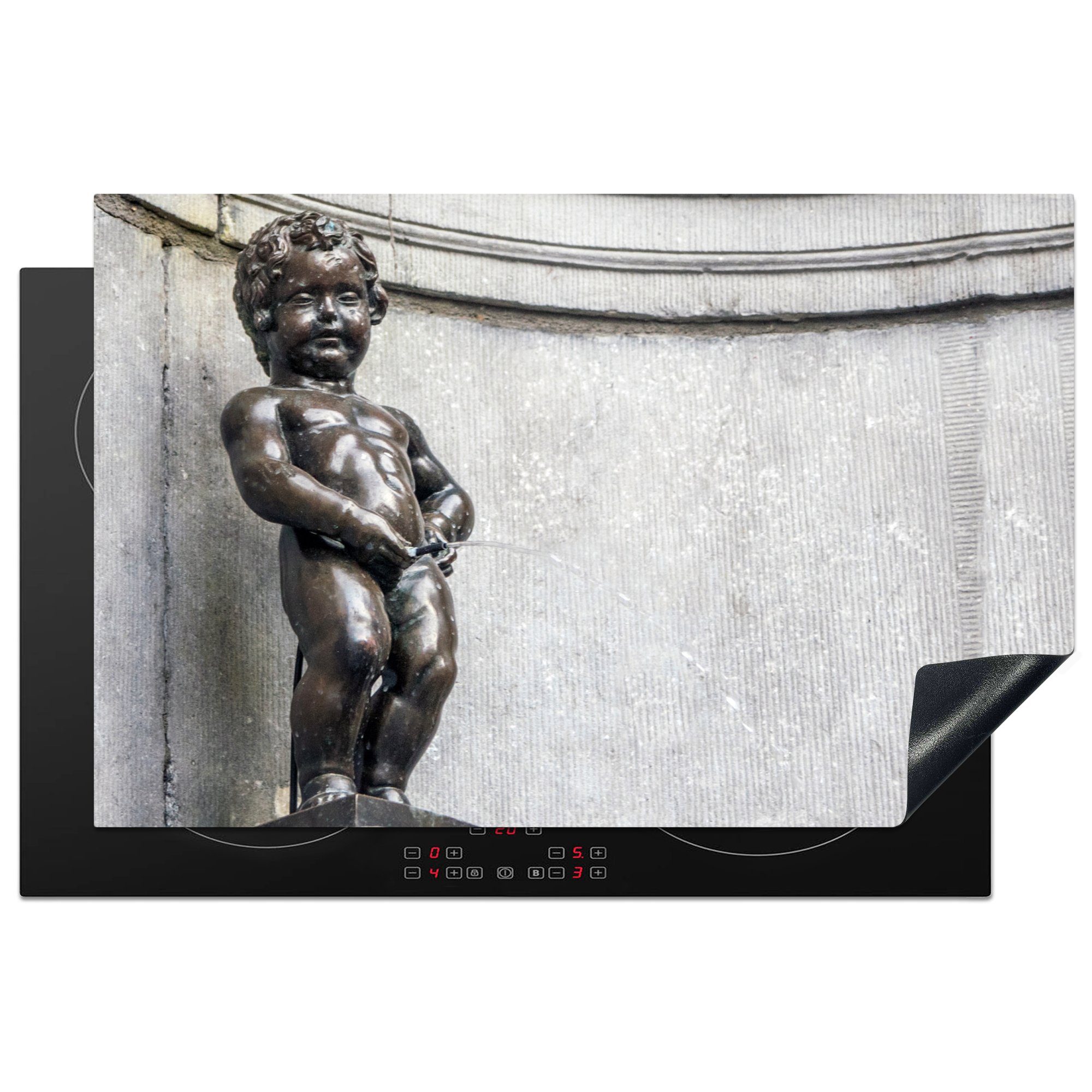 MuchoWow Herdblende-/Abdeckplatte Manneken pis in Brüssel, Vinyl, (1 tlg), 81x52 cm, Induktionskochfeld Schutz für die küche, Ceranfeldabdeckung