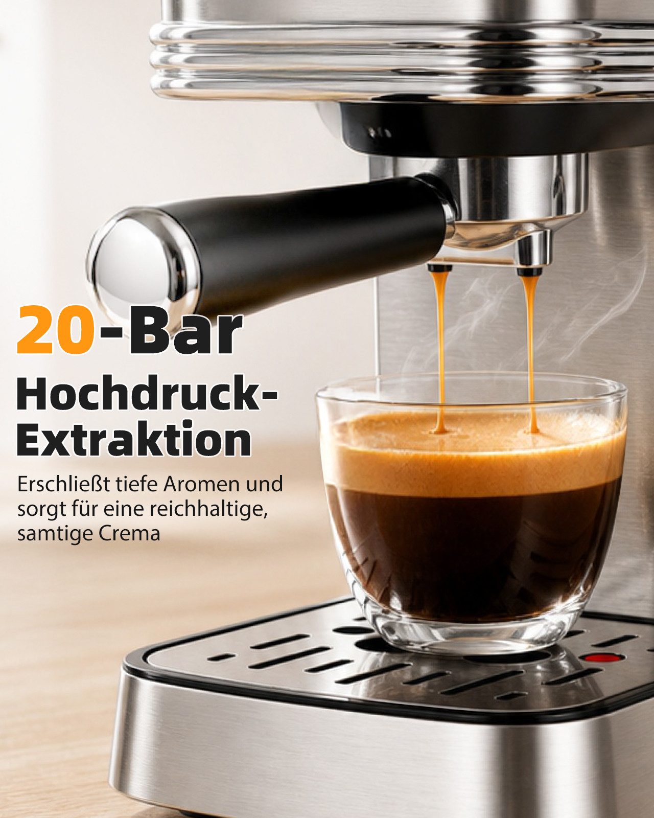 Aigostar Kaffeemühle Professionelle Coffee Grinder mit 52 Mahleinstellungen, Kegelmahlwerk, 180,00 W, Kegelmahlwerk, 320,00 g Bohnenbehälter, Geeignet für Espresso, mit Präzisem Digital Display, Edelstahl