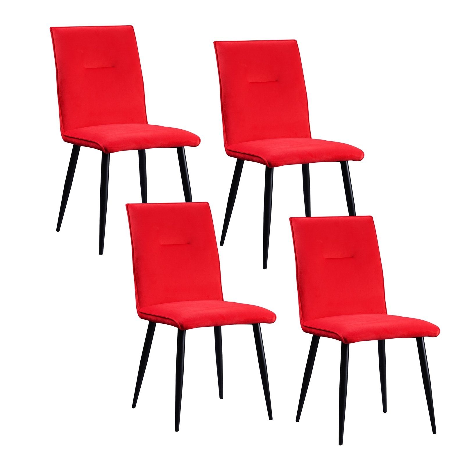 HTI-Living Esszimmerstuhl St), Esszimmerstuhl Velvet Samt Rot 4er-Set Stuhl (Set, 4 Salinas