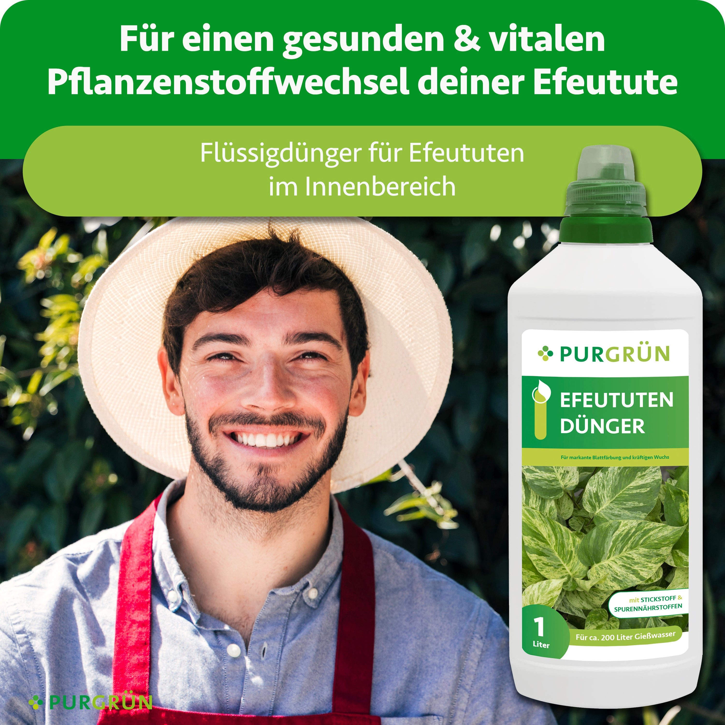 Purgrün Universaldünger Efeututen Dünger, NPK 5+4+6, für intensive Blattfärbung, 1L, Flüssigdünger, 1-St., 1 Liter