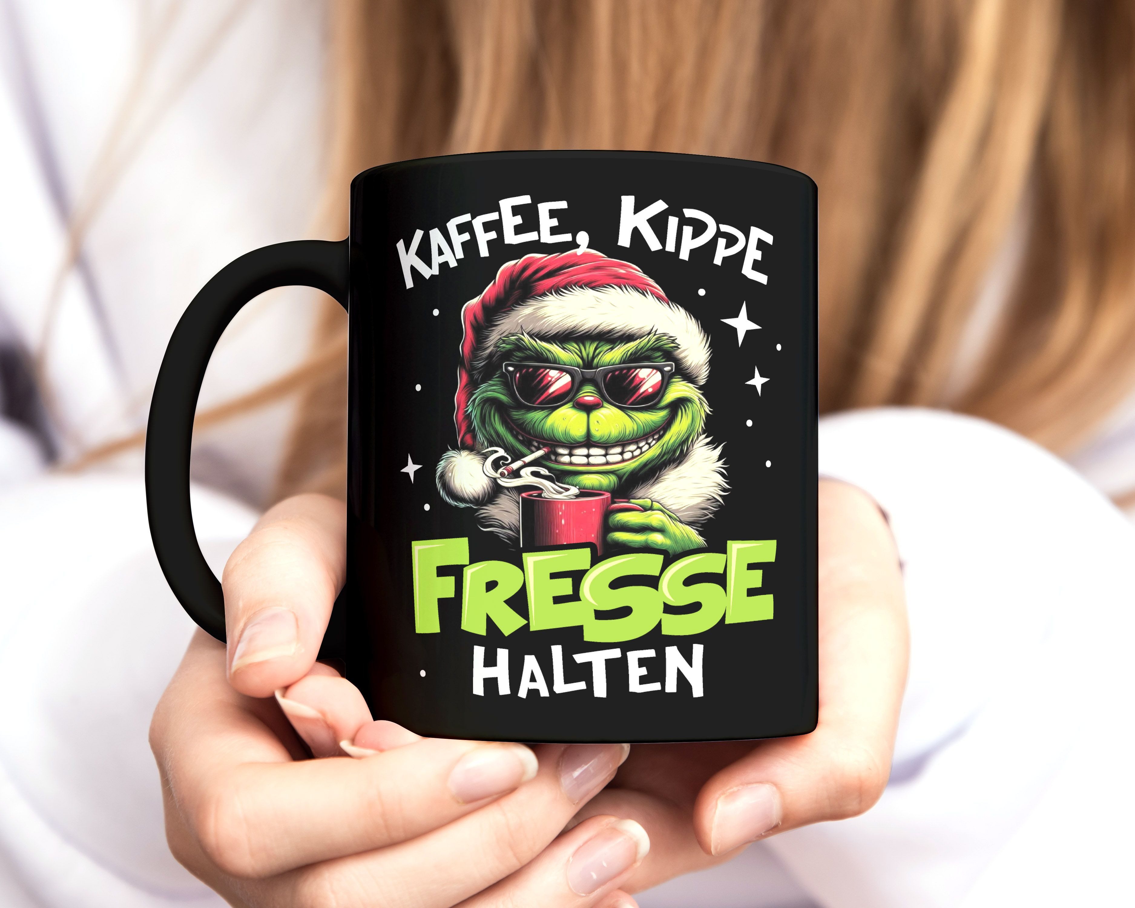 MoonWorks Tasse Tasse Weihnachten fallt aus Grinch Geschenkidee Weihnachtsmuffel, Keramik – Bild 4 von 4