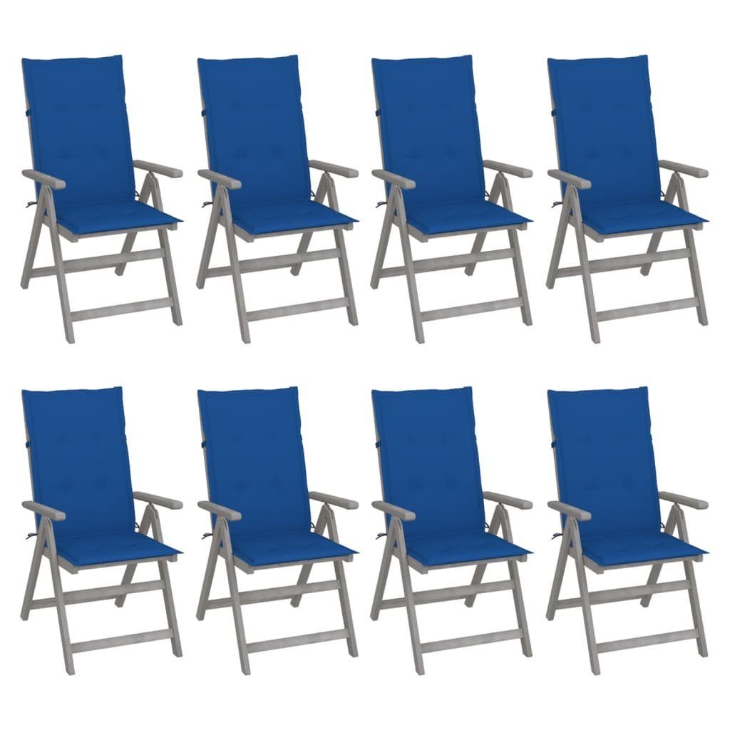 Akazienholz Gartenstühle 8 Verstellbare Stk. furnicato Grau Auflagen mit Gartenstuhl