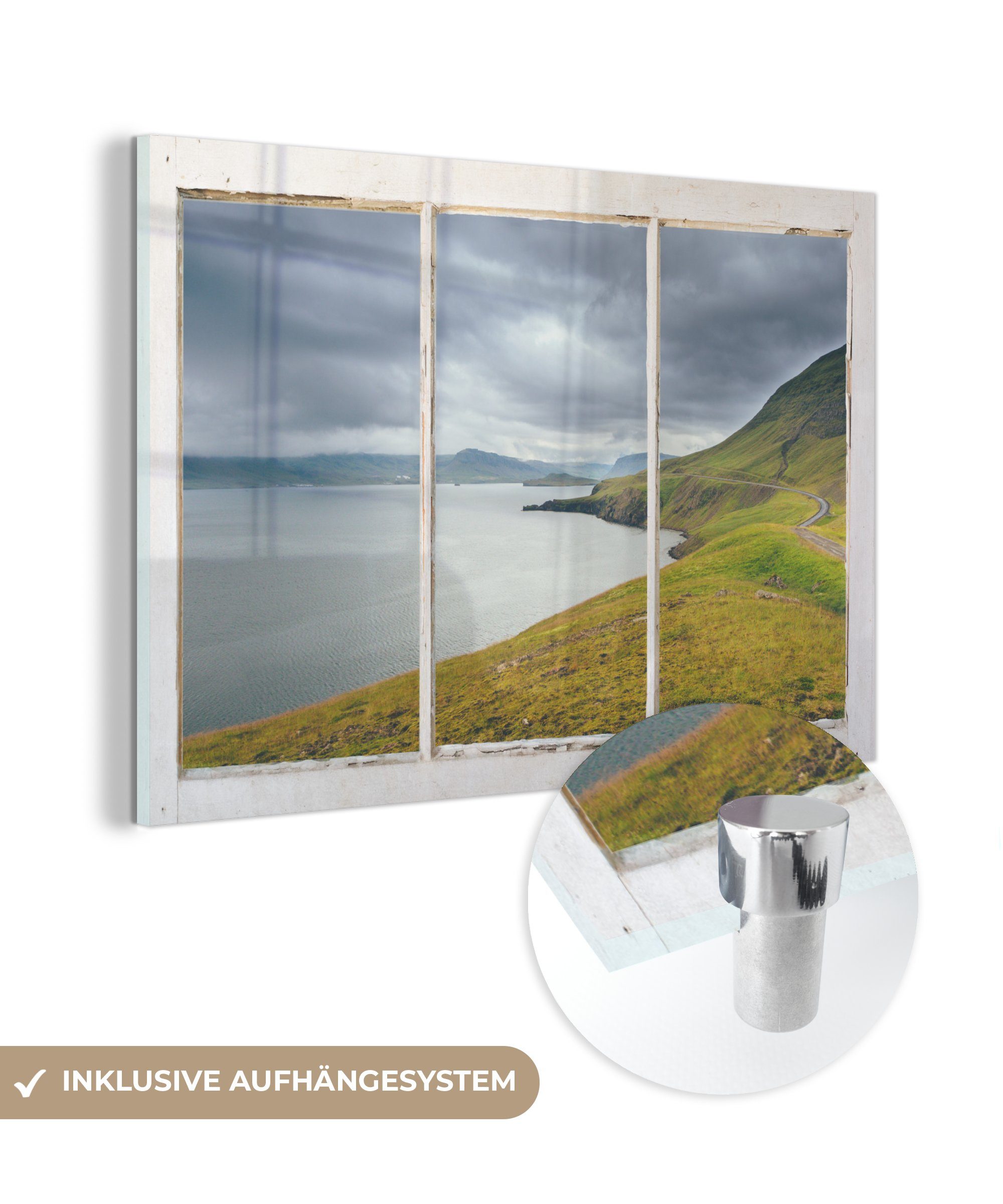 MuchoWow Acrylglasbild Aussicht - Weg - Landschaft, (1 St), Glasbilder - Bilder auf Glas Wandbild - Foto auf Glas - Wanddekoration