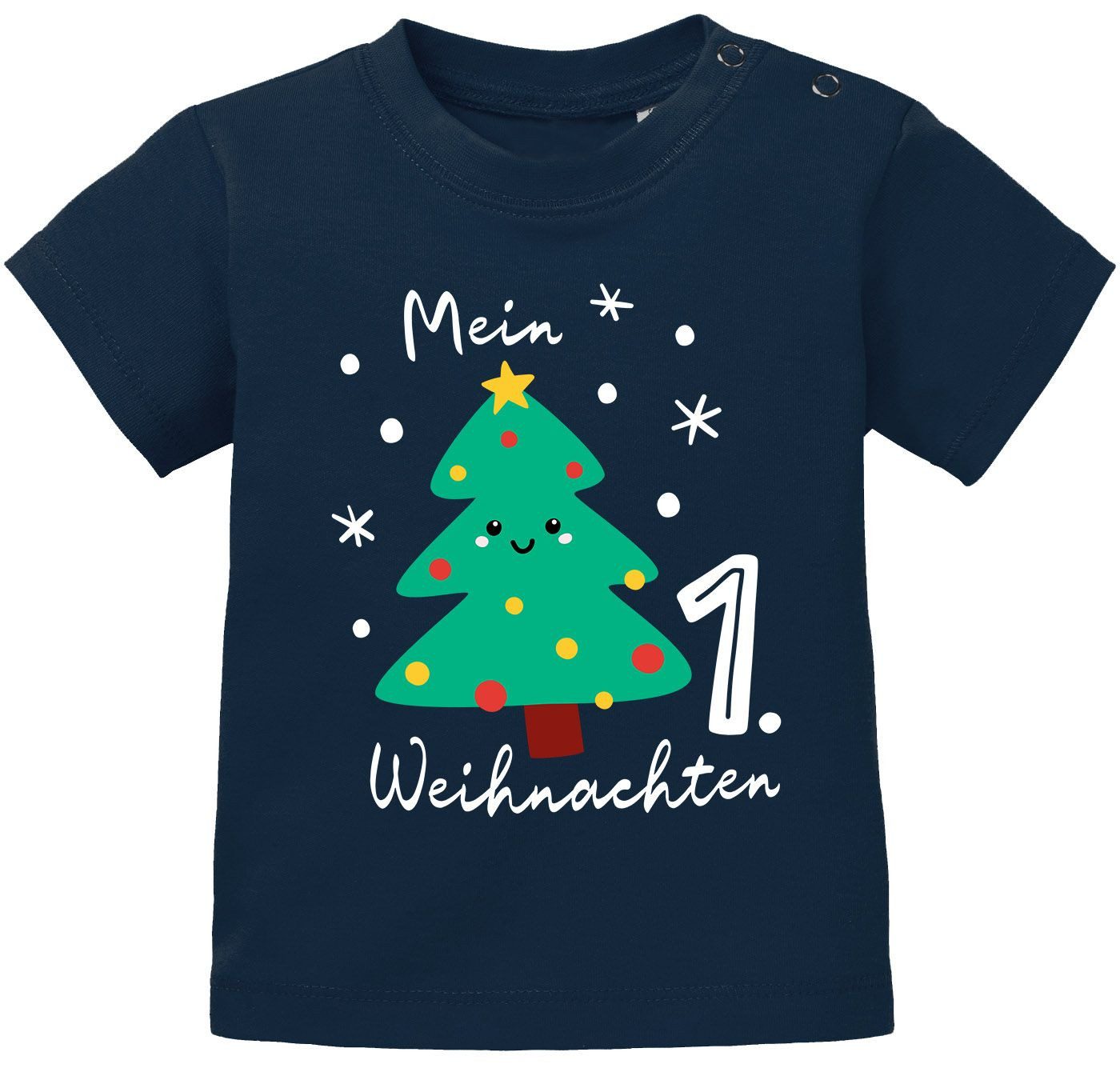 Print-Shirt Baby Shirt kurzarm erstes Weihnachten Design Tannenbaum