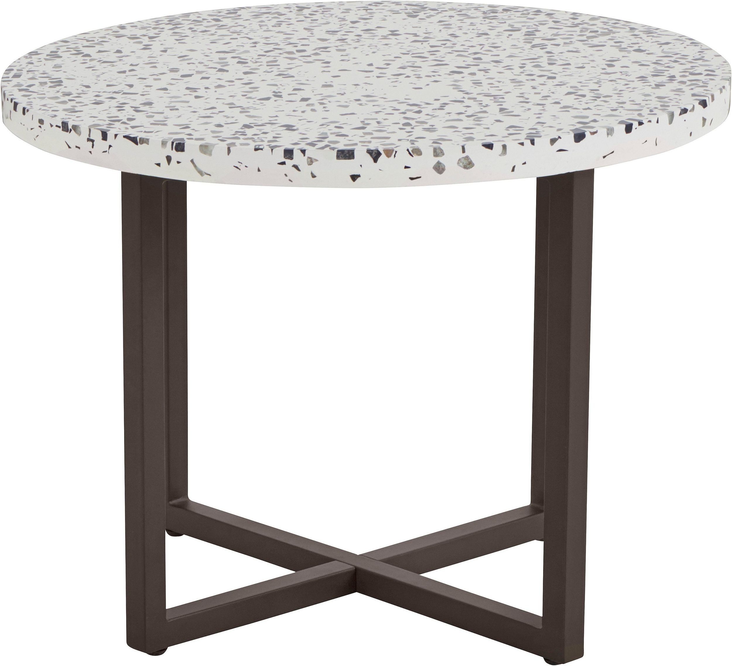 Terrazzo Steffi, Ø60 Metallgestell, in Tischplatte und loft24 cm mit Beistelltisch weiß