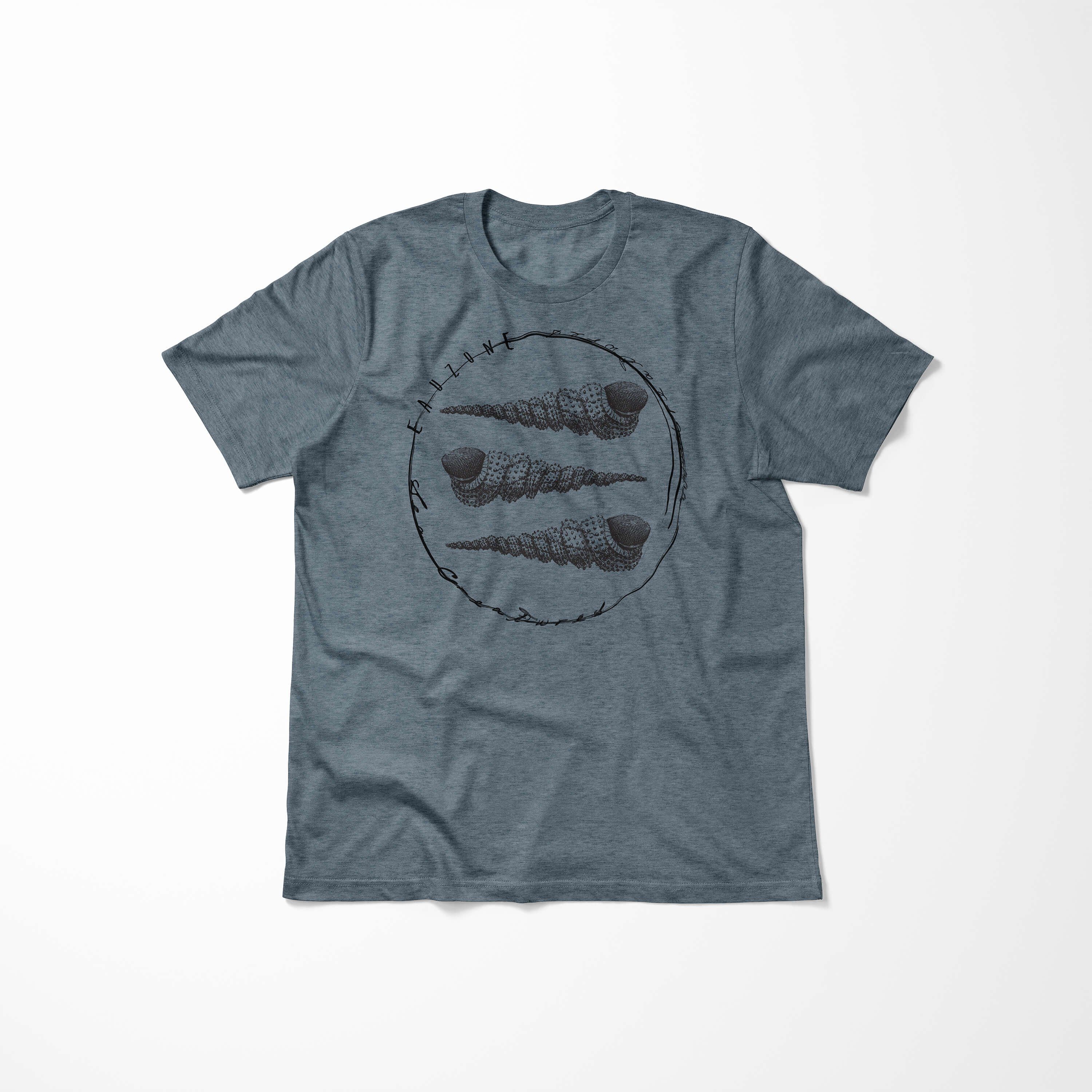Sinus sportlicher Schnitt und Sea Art Indigo Sea Serie: / 092 Tiefsee Struktur T-Shirt - Creatures, Fische feine T-Shirt