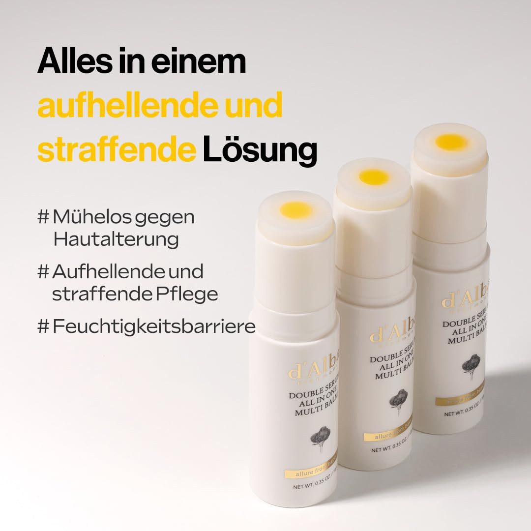 d'Alba Gesichtspflege italian Weißer Trüffel Double Serum All-in-one Multi Balm vegane Hautpflege, 3-in-1-Behandlung zur Faltenverbesserung Premium-K-Beauty