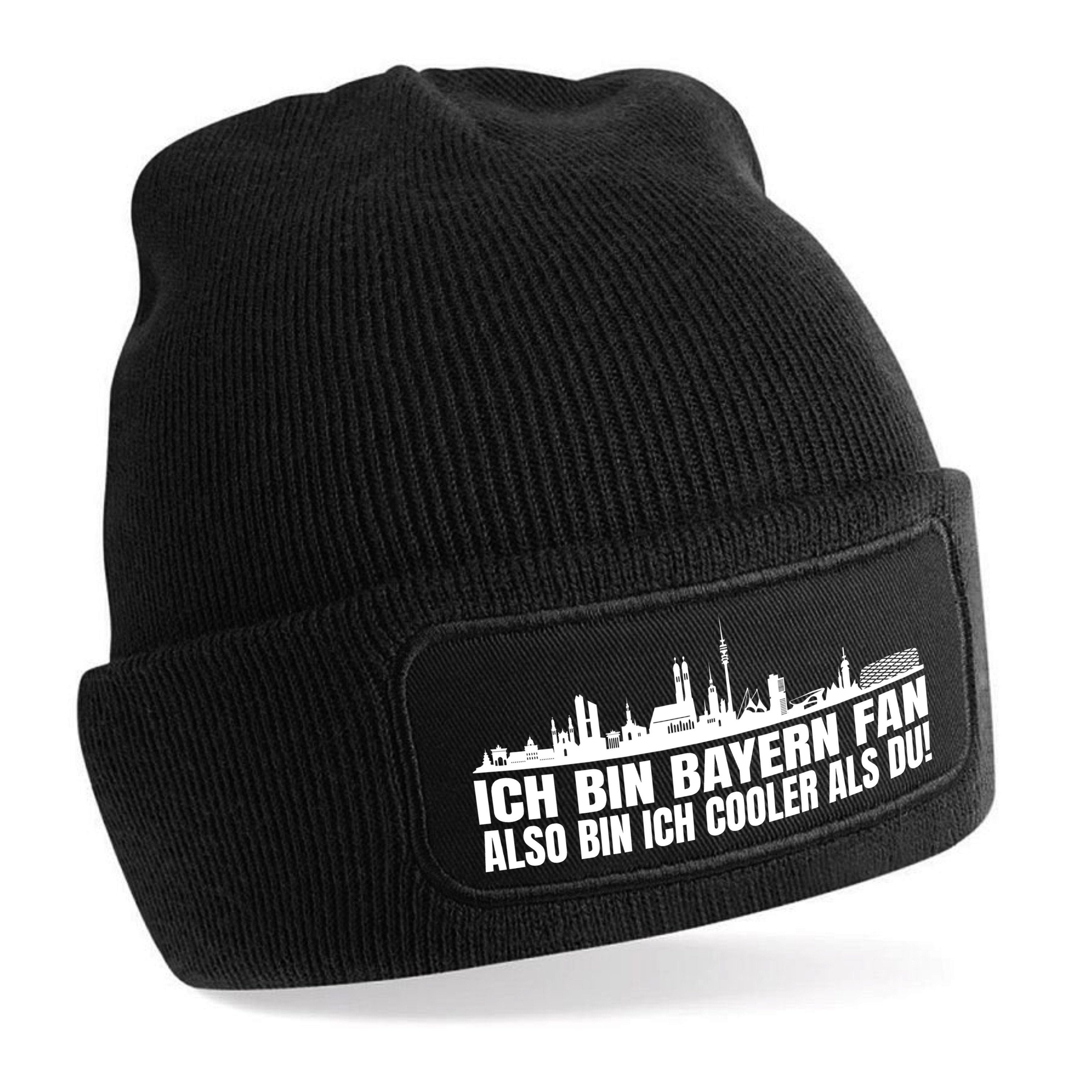 Herzbotschaft Beanie Strickmütze Beanie mit Spruch ICH BIN BAYERN FAN (Mütze mit Aufdruck, Skimütze) Unisex SoftTouch angenehm weiche und warme Wintermütze Einheitsgröße