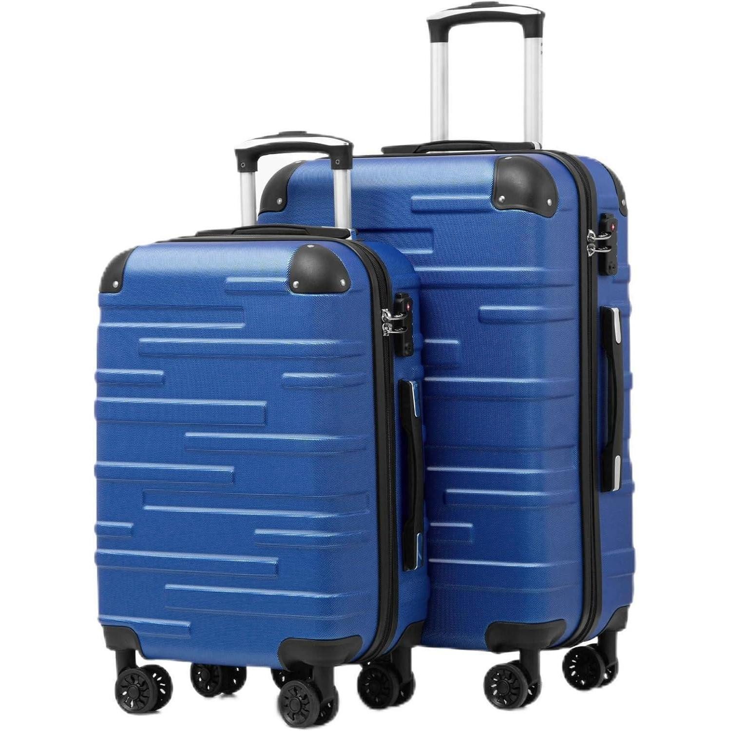 Koffer Hartschalen-Koffer Rollkoffer Reisekoffer 2-tlg Set ABS Navy Blau