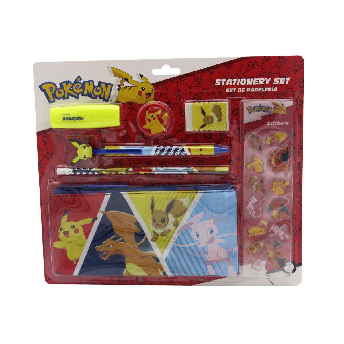 POKÉMON Kreativset Pokémon Schreibwarenset mit 3 Fach Federmäppchen 5 teilig