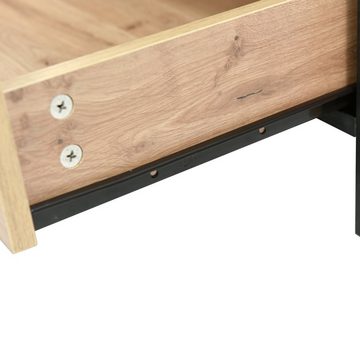 Sweiko Couchtisch (Sofatisch mit 1 Schublade und 2 offenen Fächern, eistelltisch aus Holz mit LED-Beleuchtung), Farbblock-Design, 100x50x35cm