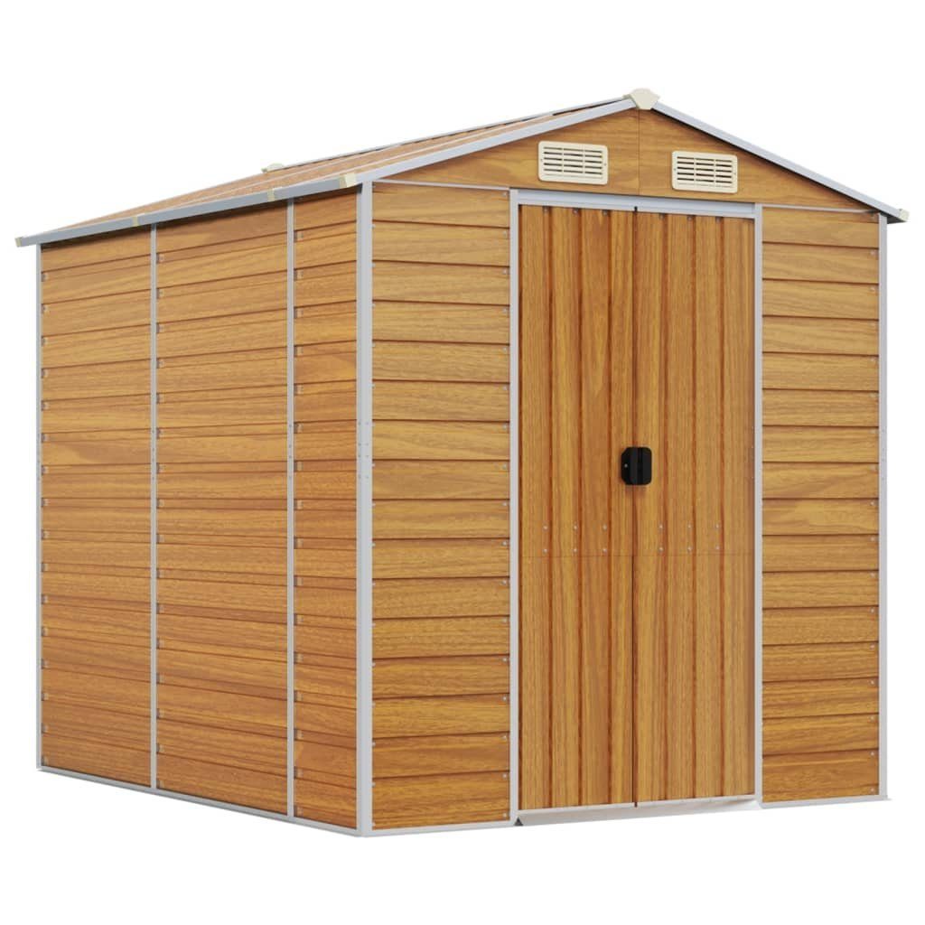 vidaXL Garten-Geräteschrank 191 x 215 x 198 cm Gerätehaus Hellbraun 191x215x198 cm Verzinkter Stah